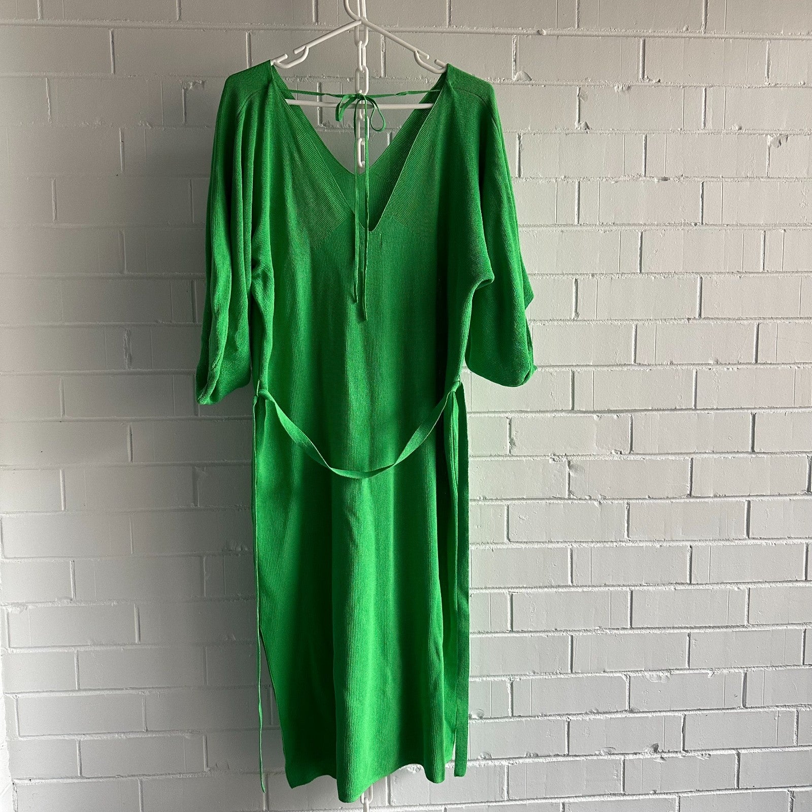 GORMAN Jenny Knit Slouchy Midi Dress AU16 US12 half sleeve Bright Green