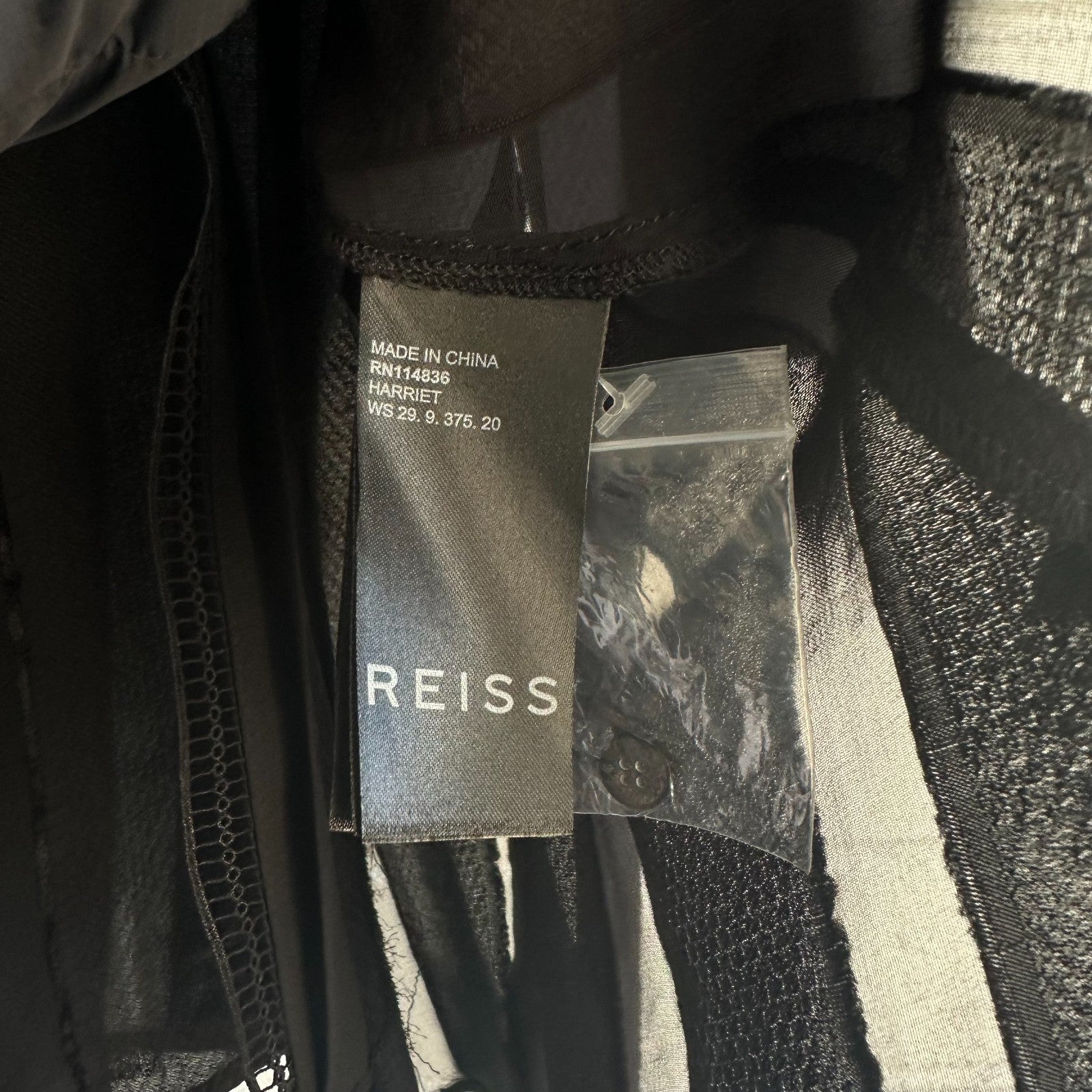 REISS Harriet Flippy Shirtdress, Black Chiffon Lace inserts Size AU14 US 10, LBD