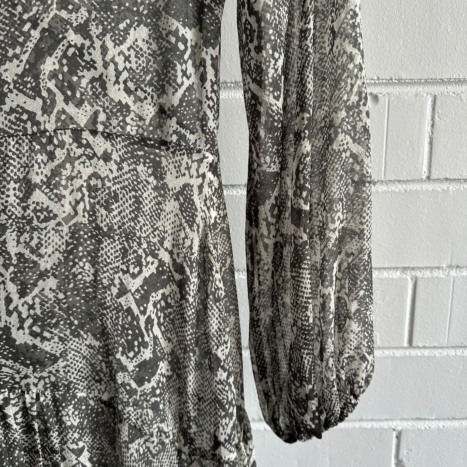 ZIMMERMANN Gemma Snakeskin Print Assymmetric Midi Maxi Dress Size1 AU8-10 Silk