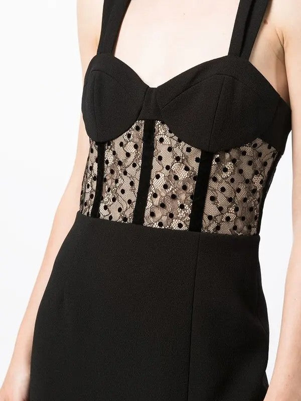 REBECCA VALLANCE Teigan Midi Dress AU6 US2 Bustier Naked look Black/Nude