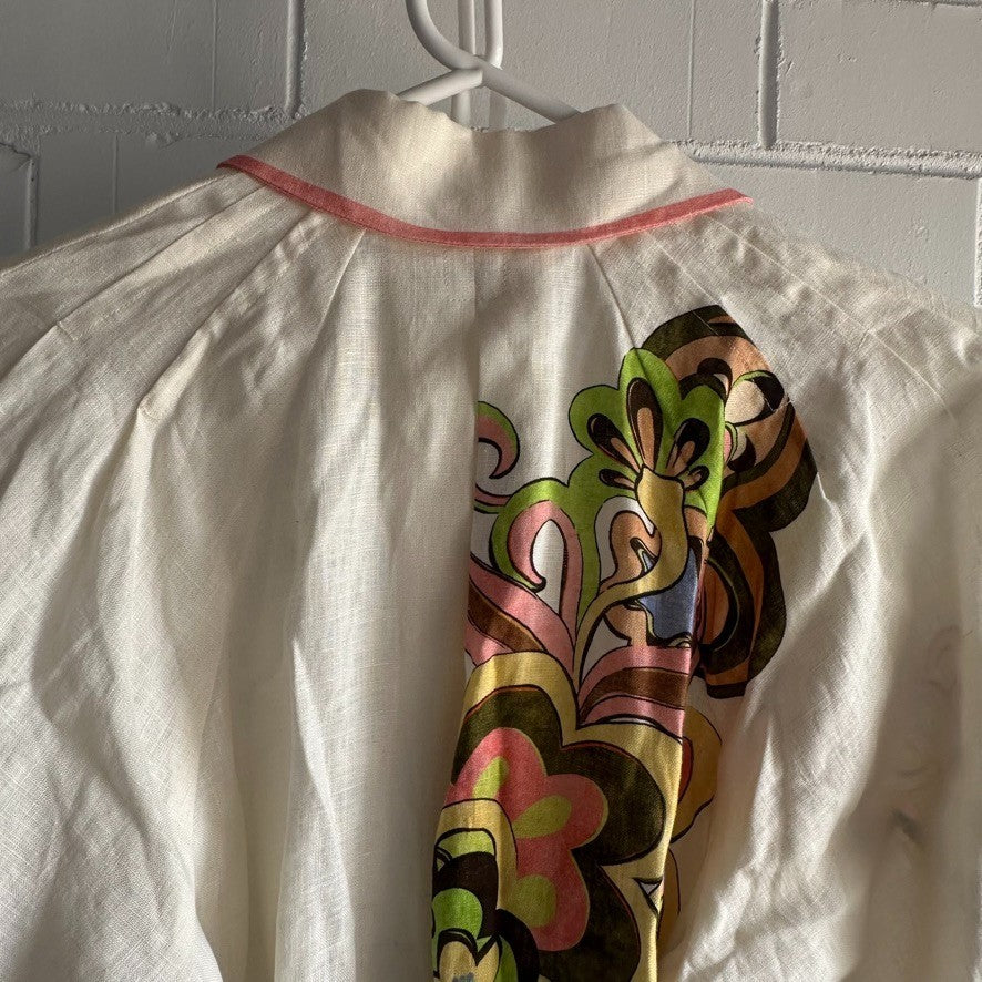 ALEMAIS Starscape Shirtdress AU 6 US 2 Cream Multi Linen