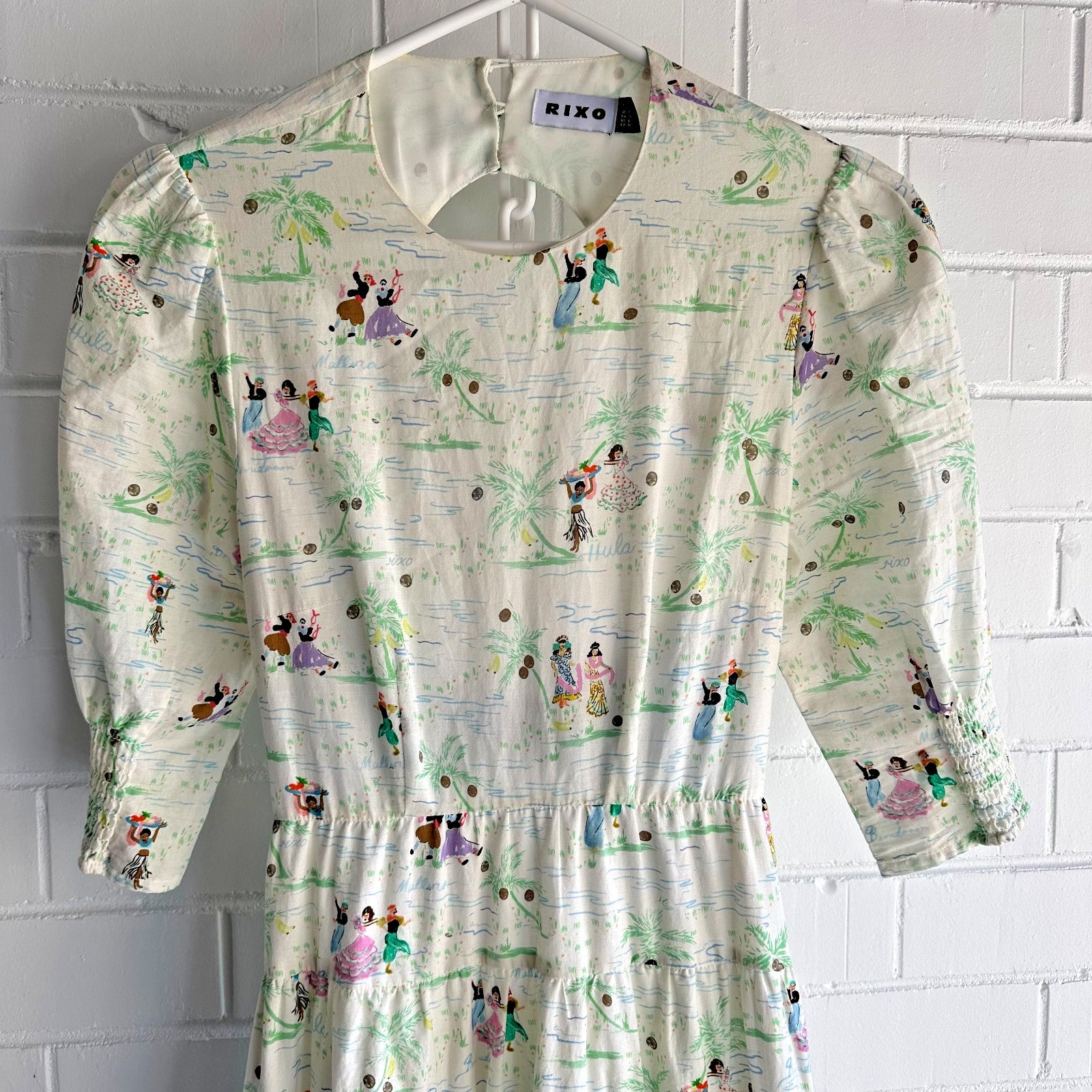 RIXO X LIBERTY Mallorca Dance Motif Agyness Cutout Maxi Dress XS AU8 Vacation