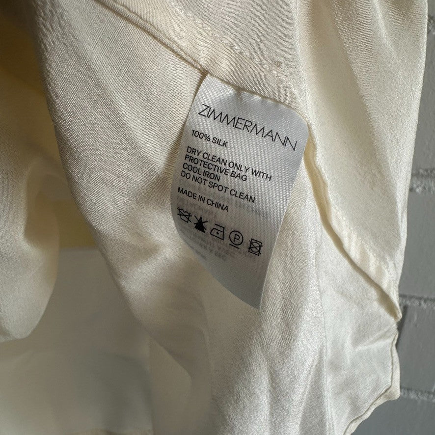 ZIMMERMANN Flounce Neck Cami AU 0, UK8 Pearl Ivory Silk BNWT