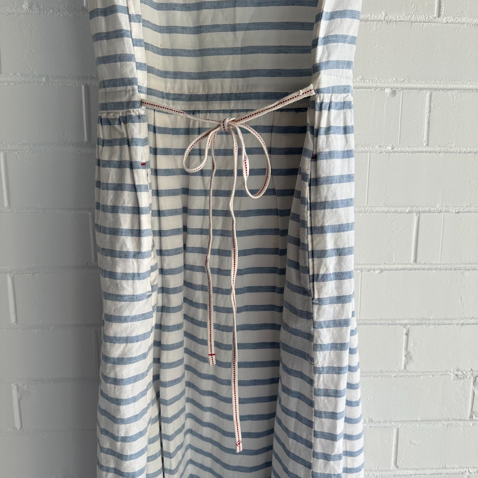 UNIQLO X INES DE LA FRESSANGE Cotton Linen Stripe Dress Size M Parisian Chic