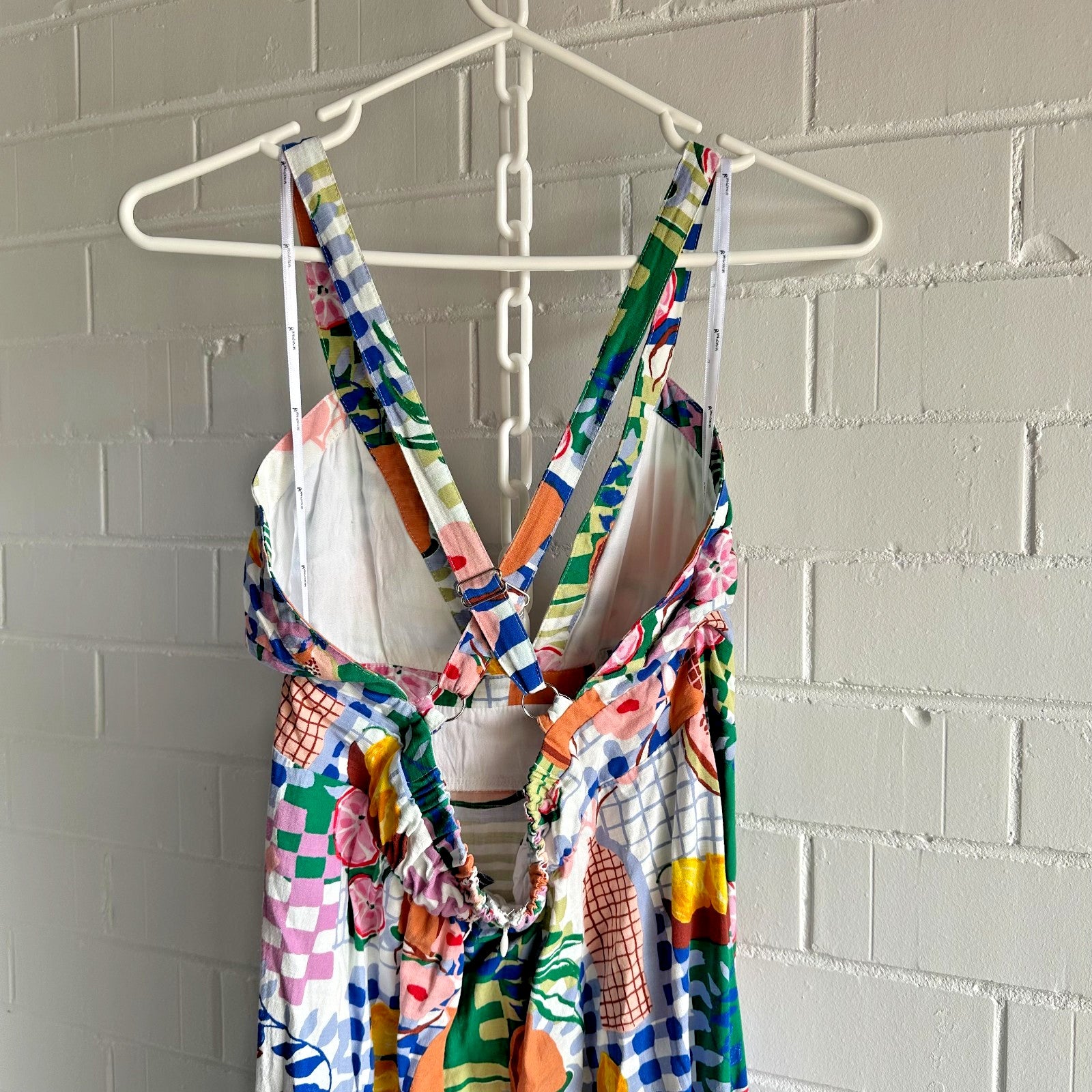 MINKPINK Al Fresco Midi Dress Size XL AU14 Resort Print Cotton Blend