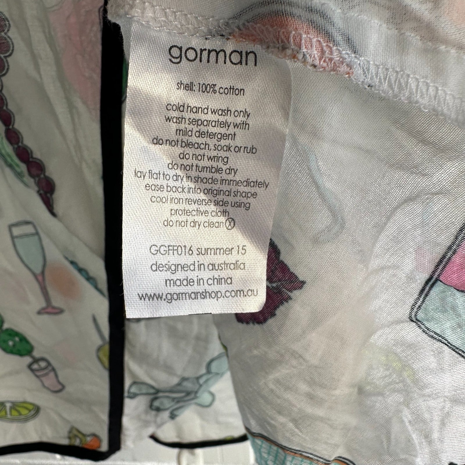 GORMAN Garden Party T Shirt Dress Size S Playful Vacation Short Sleeve