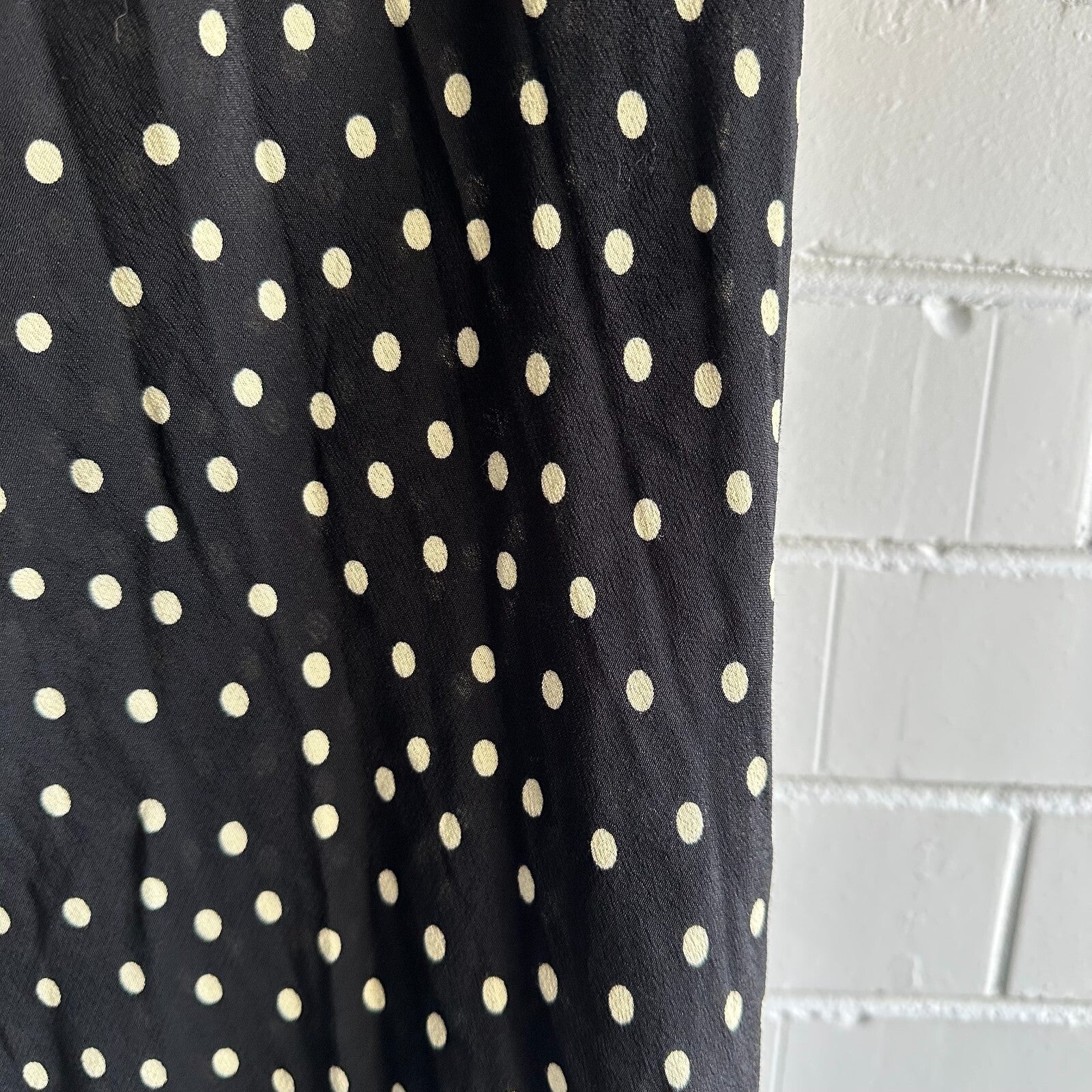FAITHFULL THE BRAND Black and Cream Poka dot Tocha Maxi Dress AU14 US10 Assym