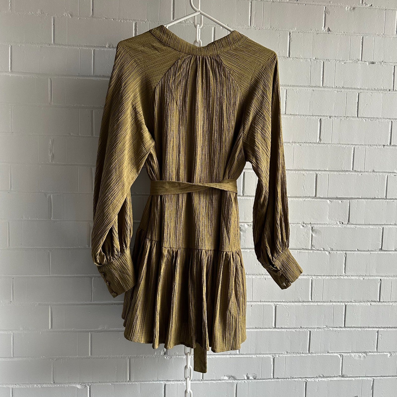 BAIA Olive Swing Dress Short Size S/M, AU8 , US4, Long sleeve, Belted BNWT