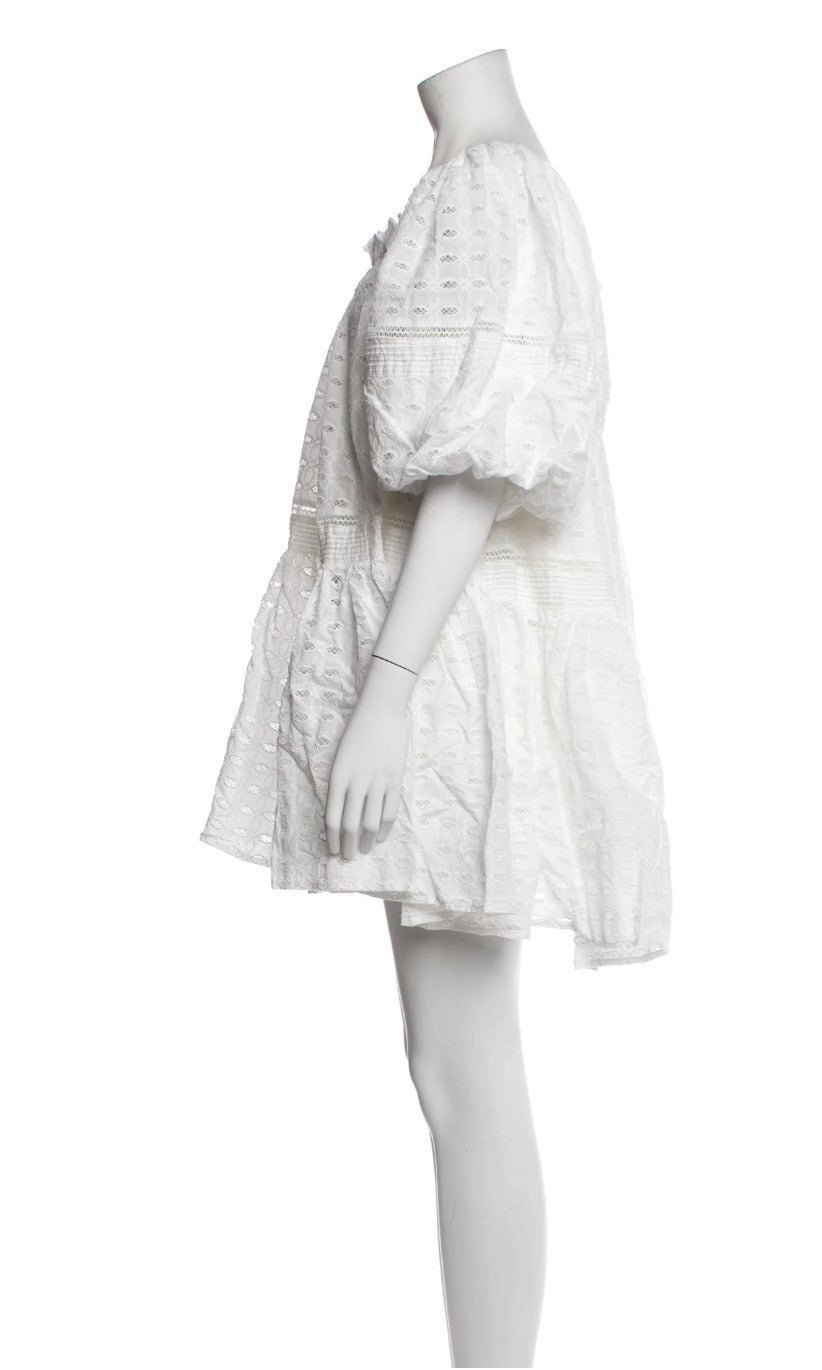 LUG VON SIGA Amy Broderie Anglaise Cotton-blend mini Dress Size 38 AU10 US6