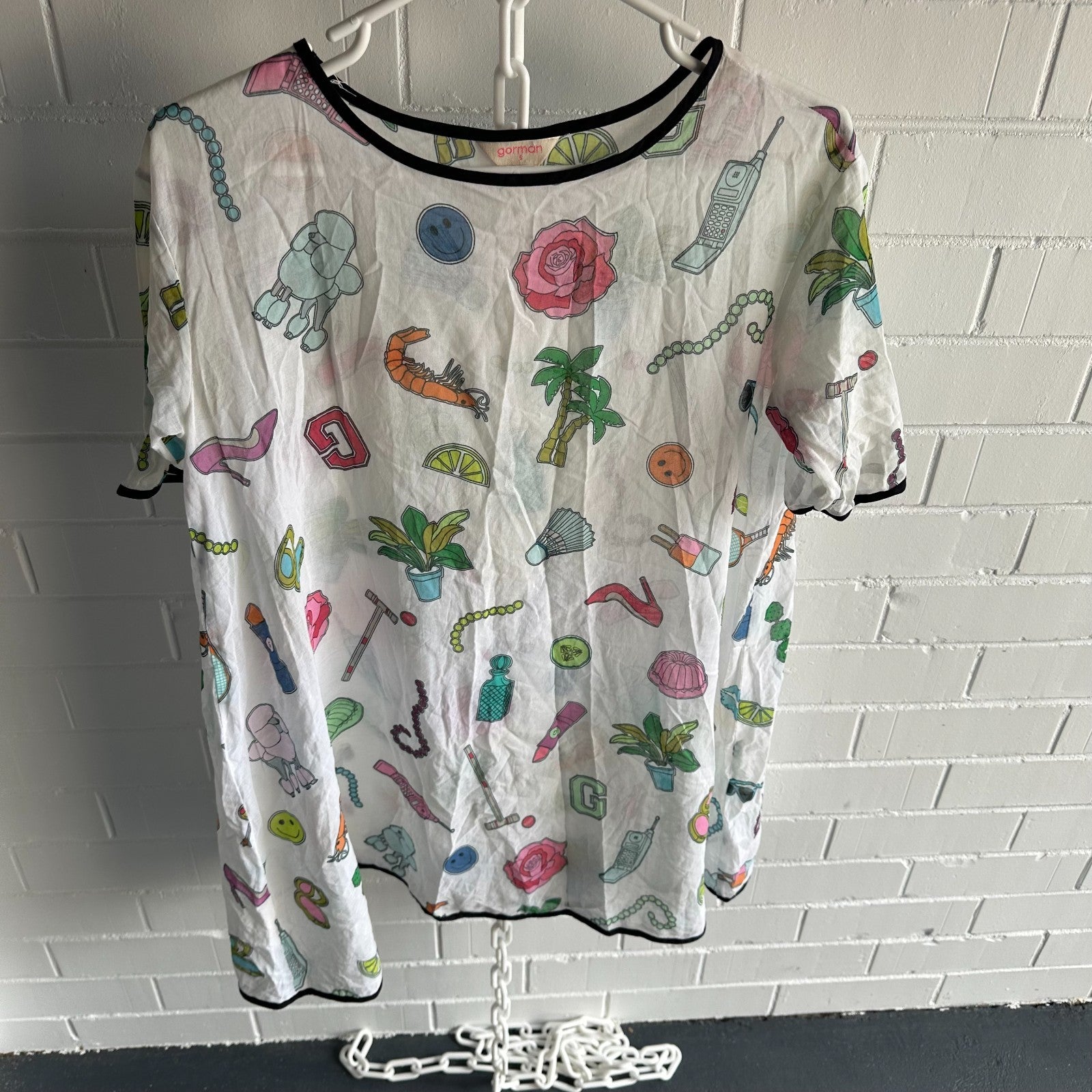 GORMAN Garden Party T Shirt Dress Size S Playful Vacation Short Sleeve