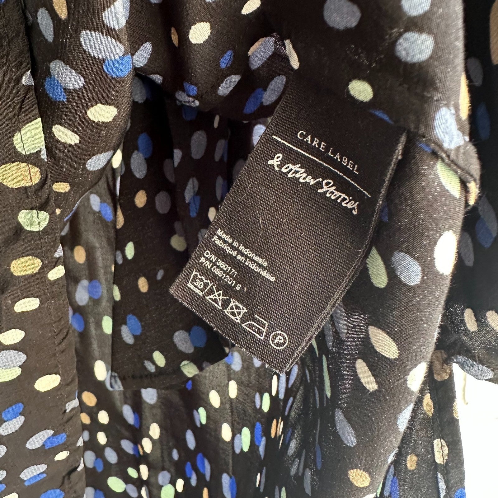 & OTHER STORIES Midi Tunic Dress with tie Size 42 AU14 US10 Black Polka Dot