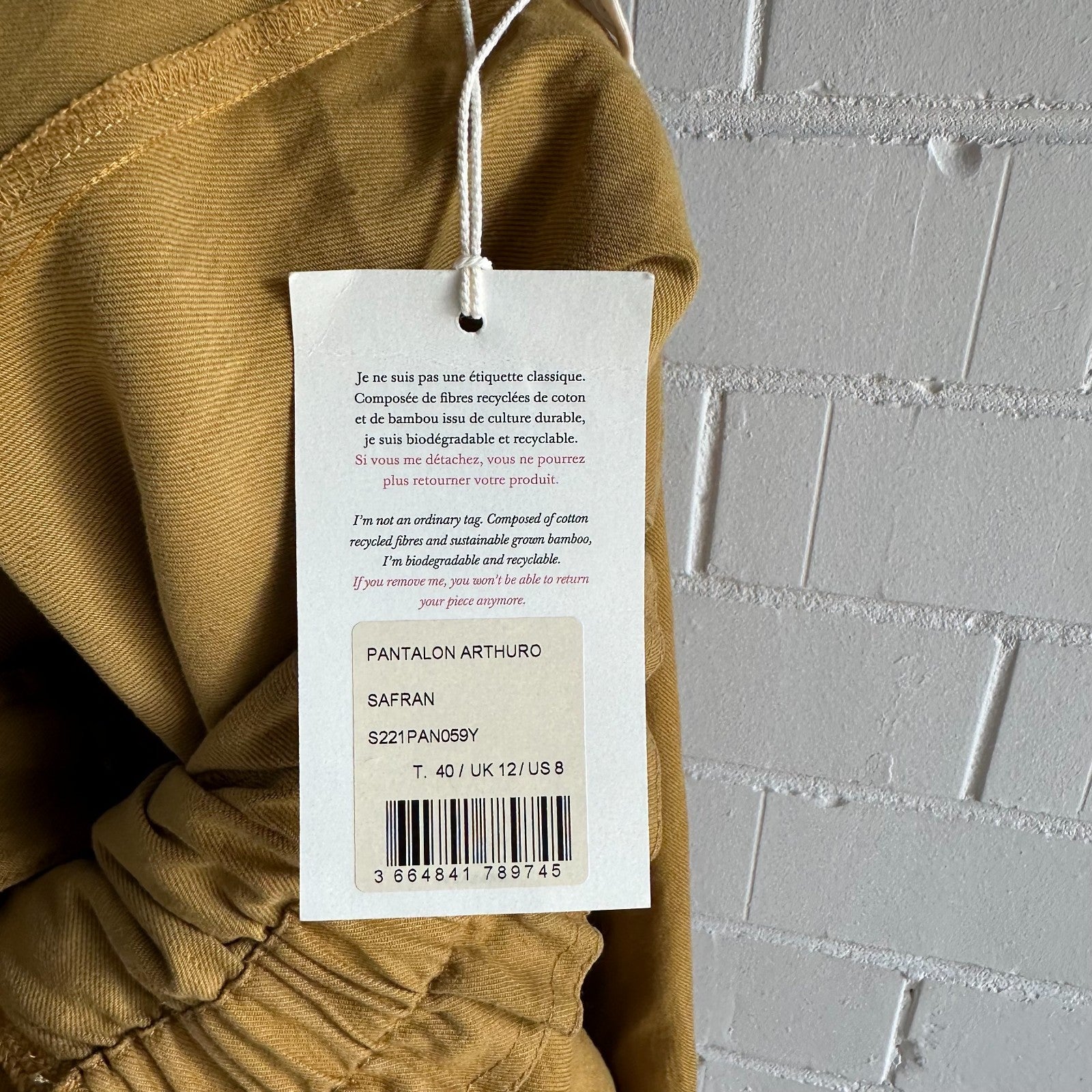 SEZANE Arthur Trouser EU40 AU12 US8 Saffron Paperbag waist BNWT