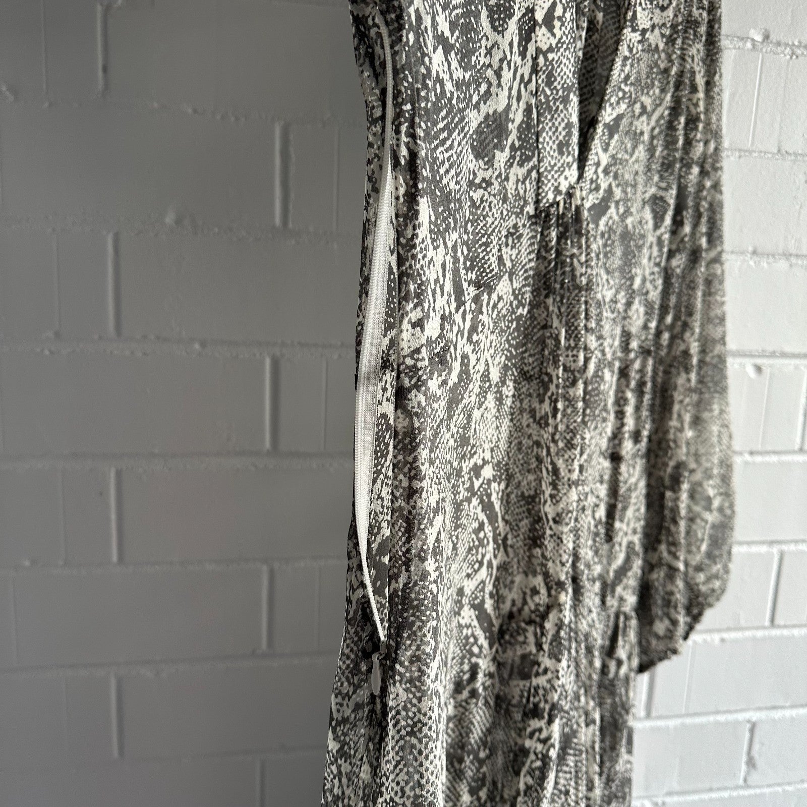 ZIMMERMANN Gemma Snakeskin Print Assymmetric Midi Maxi Dress Size1 AU8-10 Silk