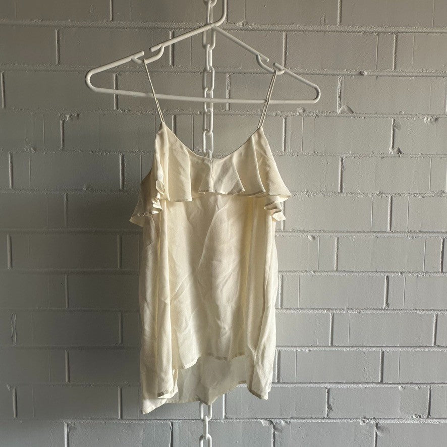 ZIMMERMANN Flounce Neck Cami AU 0, UK8 Pearl Ivory Silk BNWT