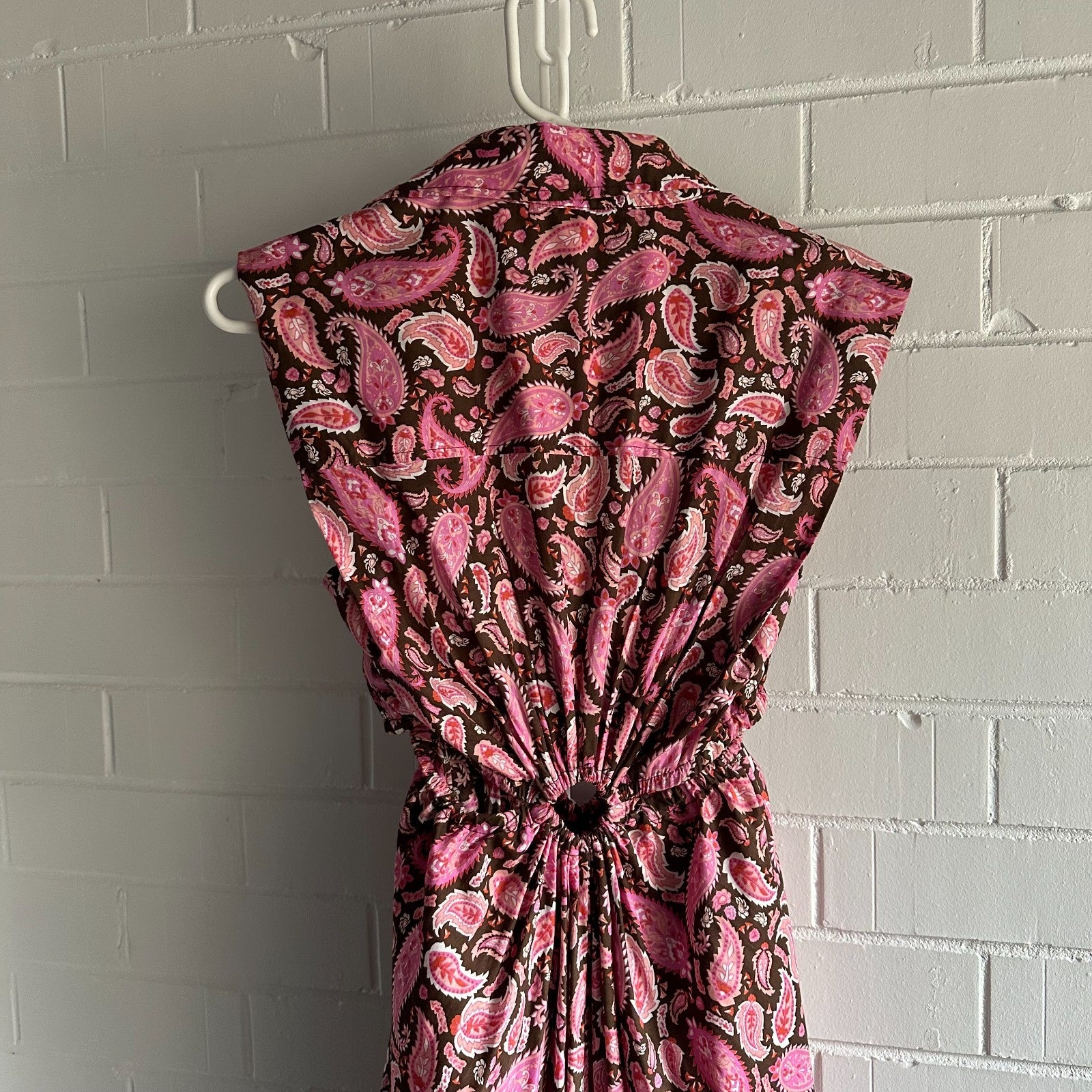 SCANLAN THEODORE Cotton Paisley Ring Dress AU6 US2 Vacation Maxi choc pink