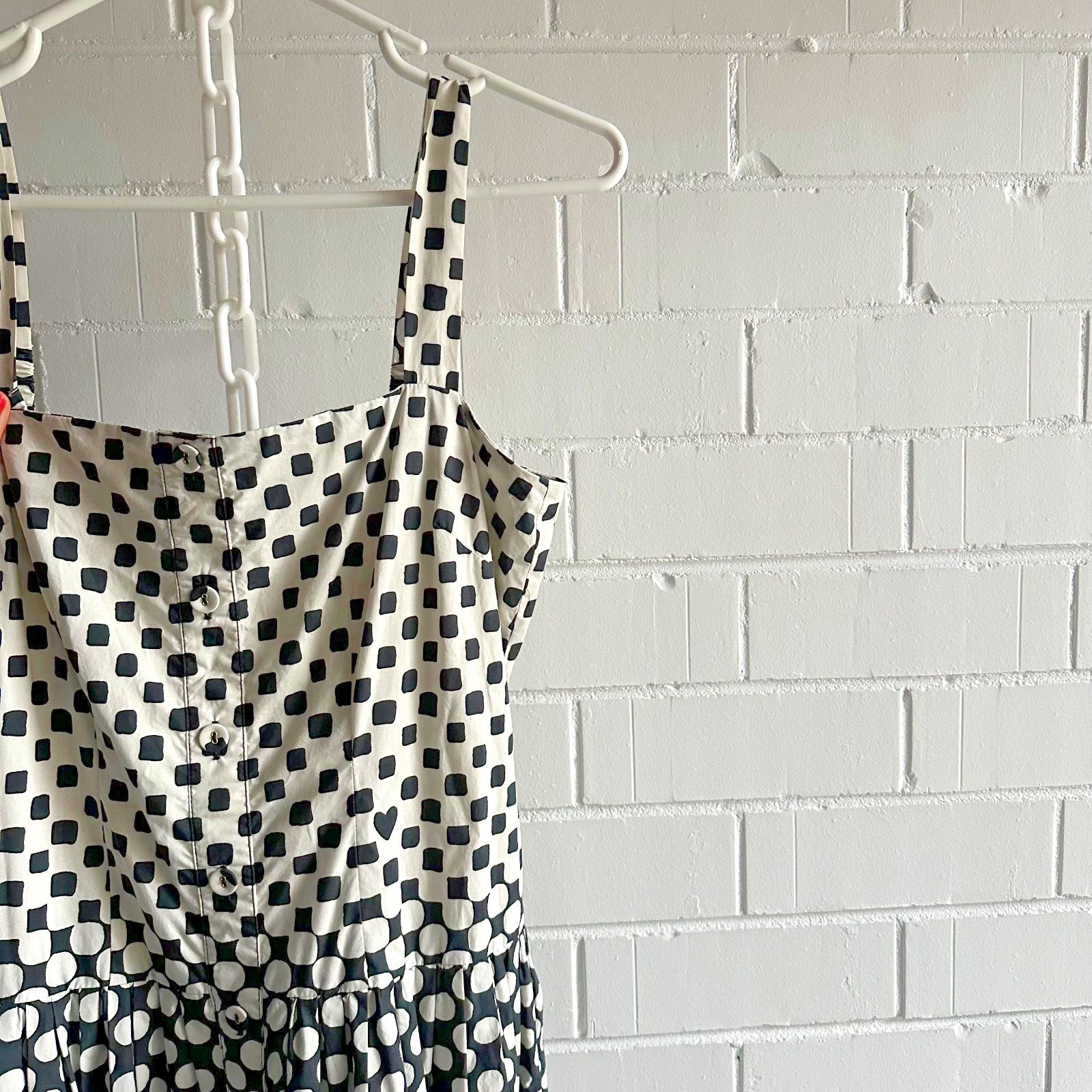 CARA CARA NYC Margarita Midi Dress AU14 US10 Monochromatic Cotton Polka dot