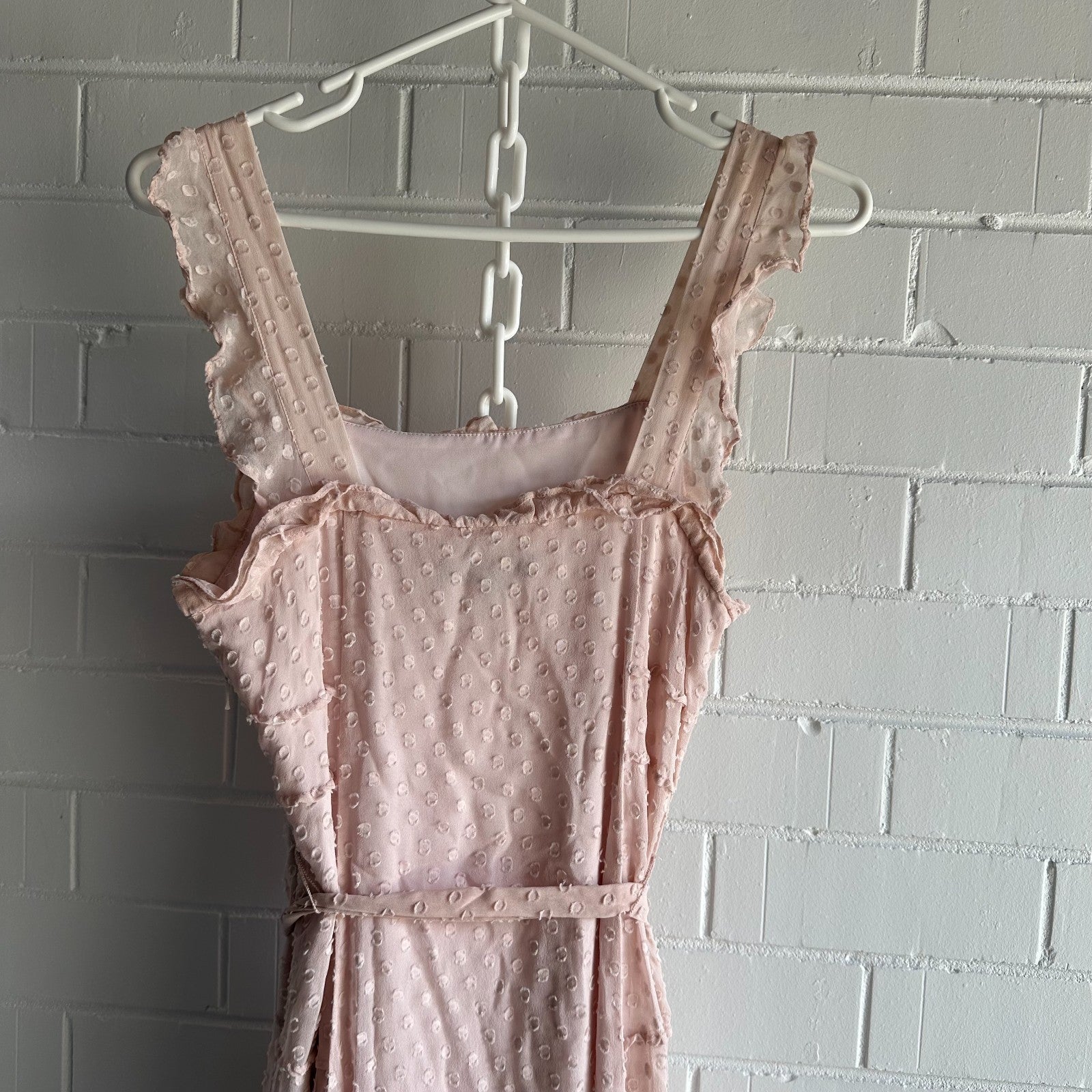 SABA Perfume Midi Dress AU10 Dusty pink Silk blend Frills