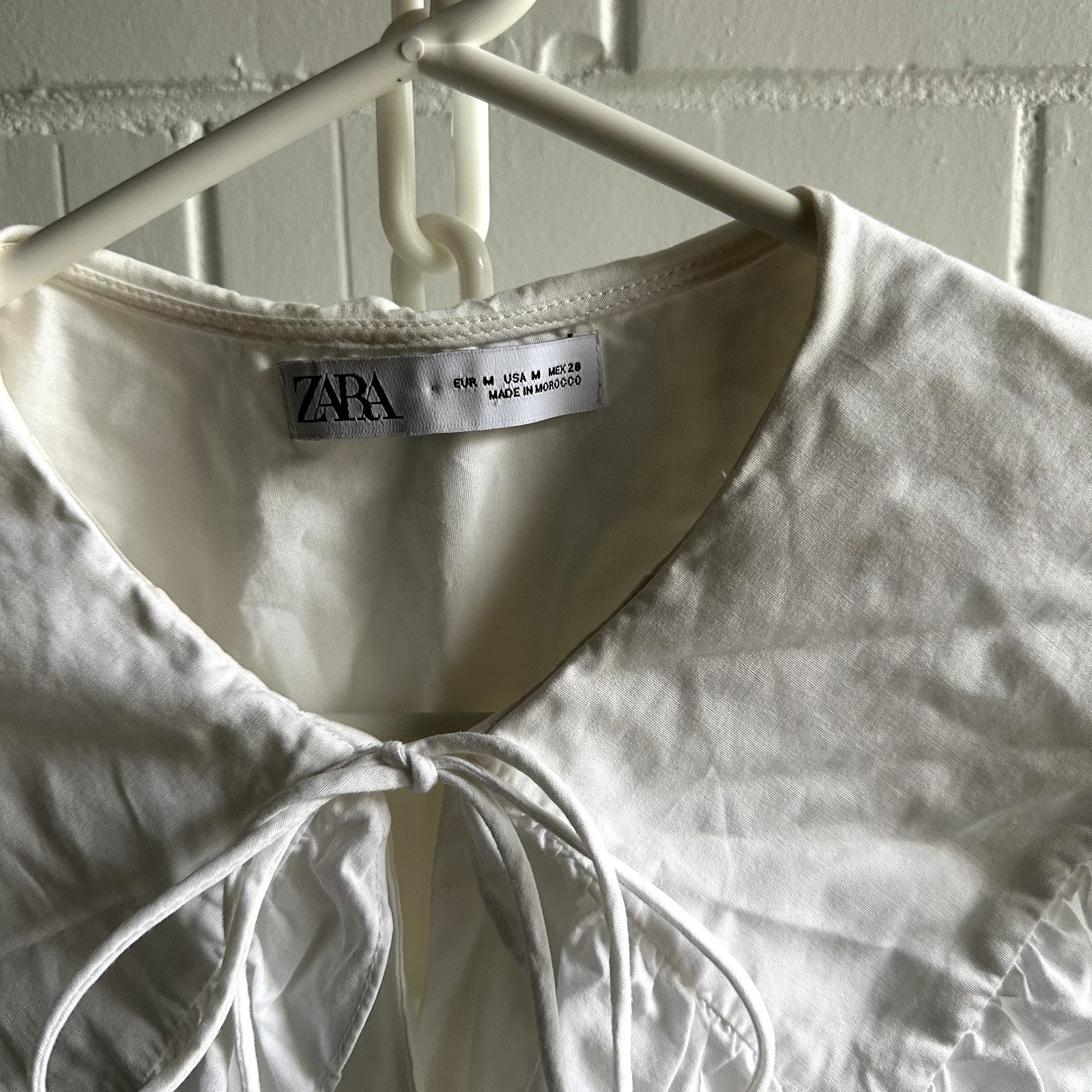 ZARA Cropped White Blouse with Sailor Collar Size M AU8-10 White