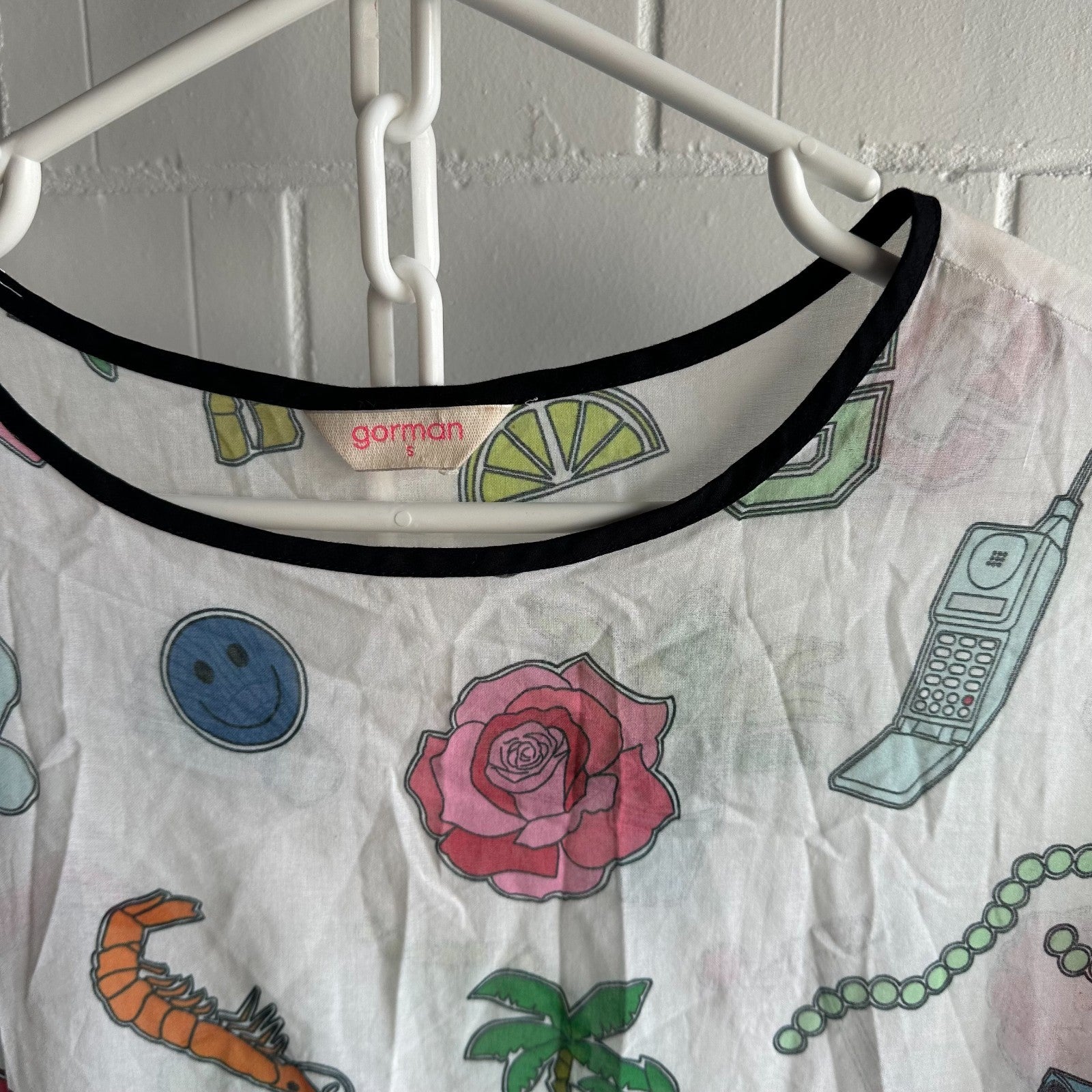 GORMAN Garden Party T Shirt Dress Size S Playful Vacation Short Sleeve