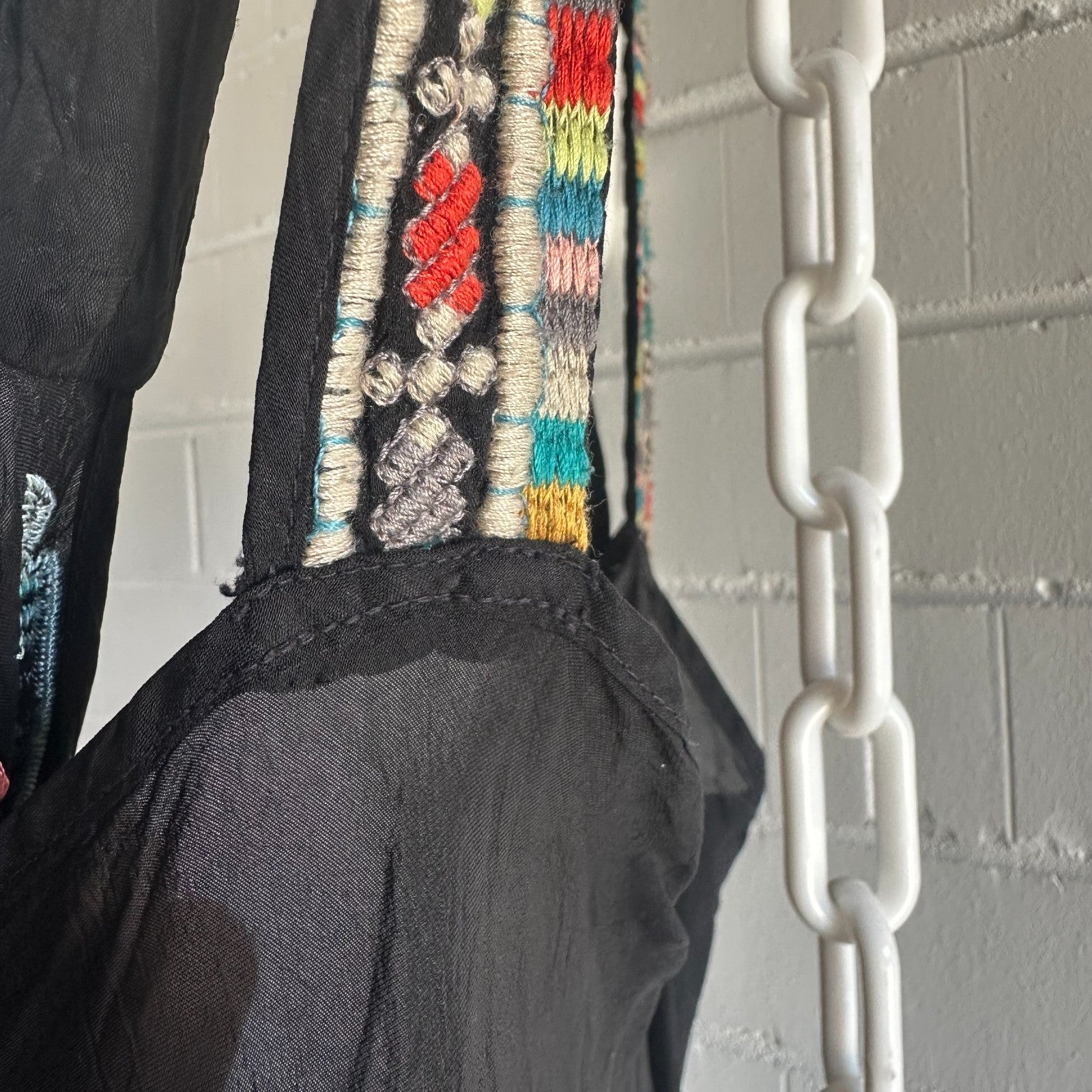 Johnny Was Black Embroidered Boho Midi Dress - Size S - Floral Peacock