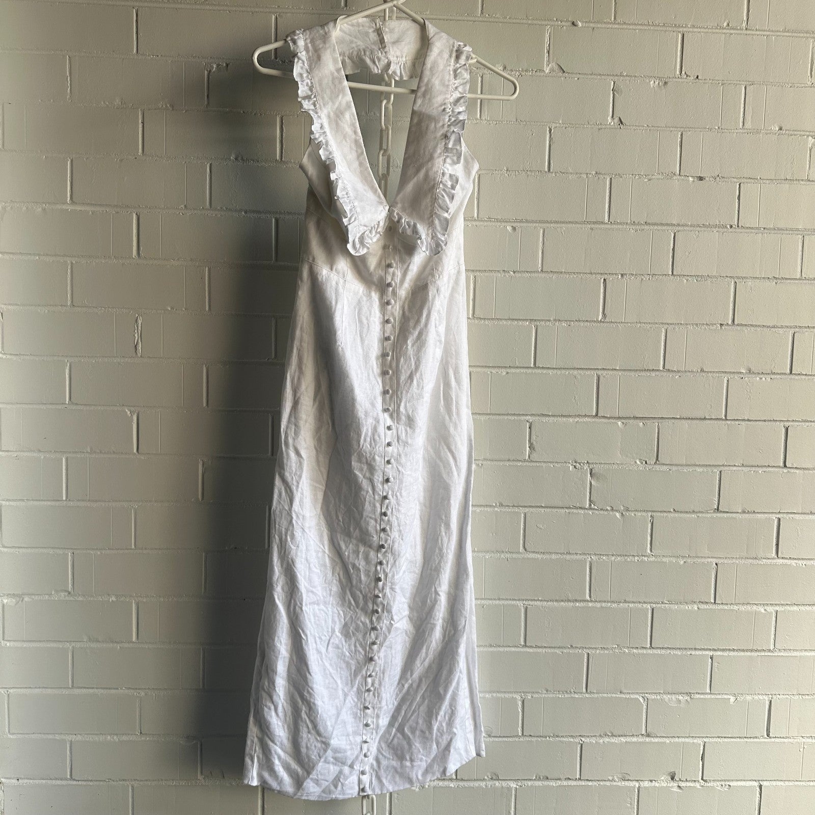 JOSLIN x ANTHROPOLOGIE Sleeveless Shirtdress Midi AU6 US2 White Linen collared