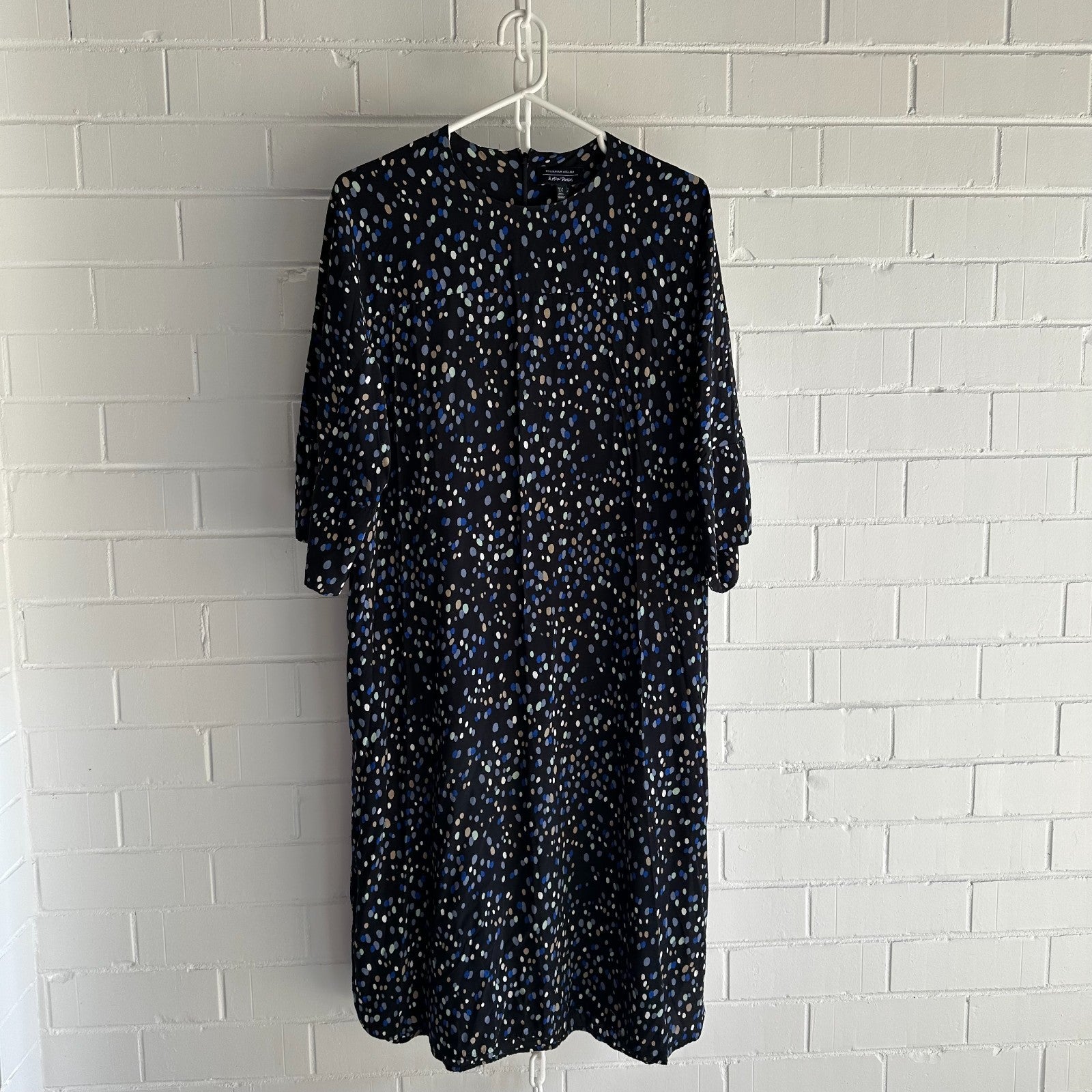 & OTHER STORIES Midi Tunic Dress with tie Size 42 AU14 US10 Black Polka Dot