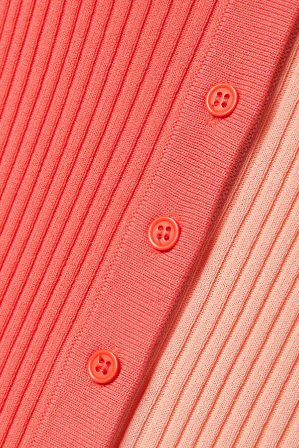 STAUD Shoko Two-tone Ribbed-knit Midi Dress Size XS / AU6 Bittersweet Peach