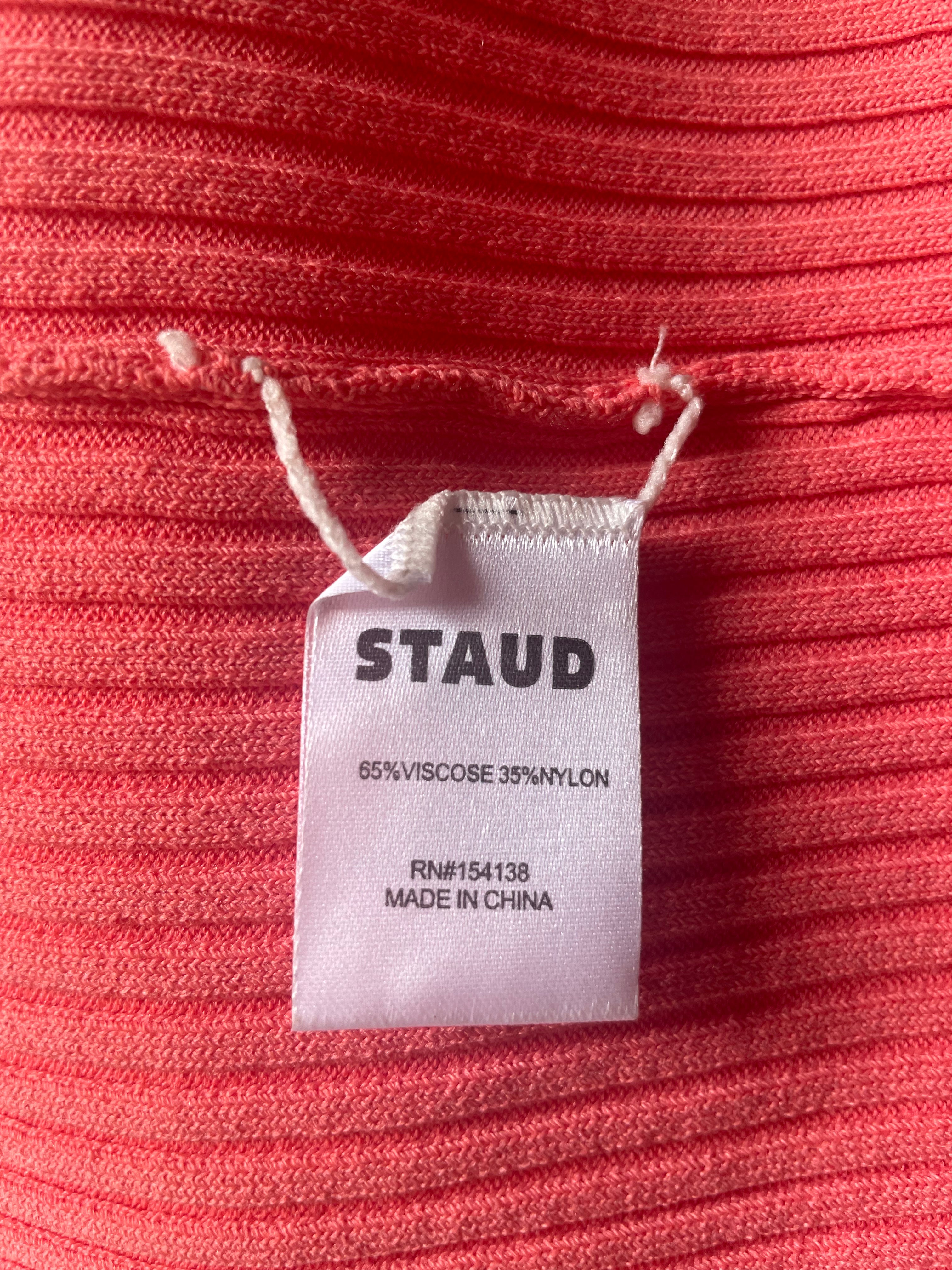 STAUD Shoko Two-tone Ribbed-knit Midi Dress Size XS / AU6 Bittersweet Peach