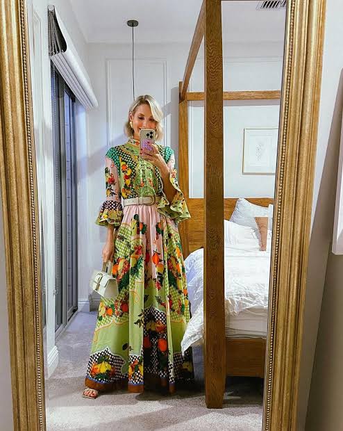 ALEMAIS Lemonis Jacquard Midi Dress Size AU 12 US 8 Fruit Print Long Sleeve