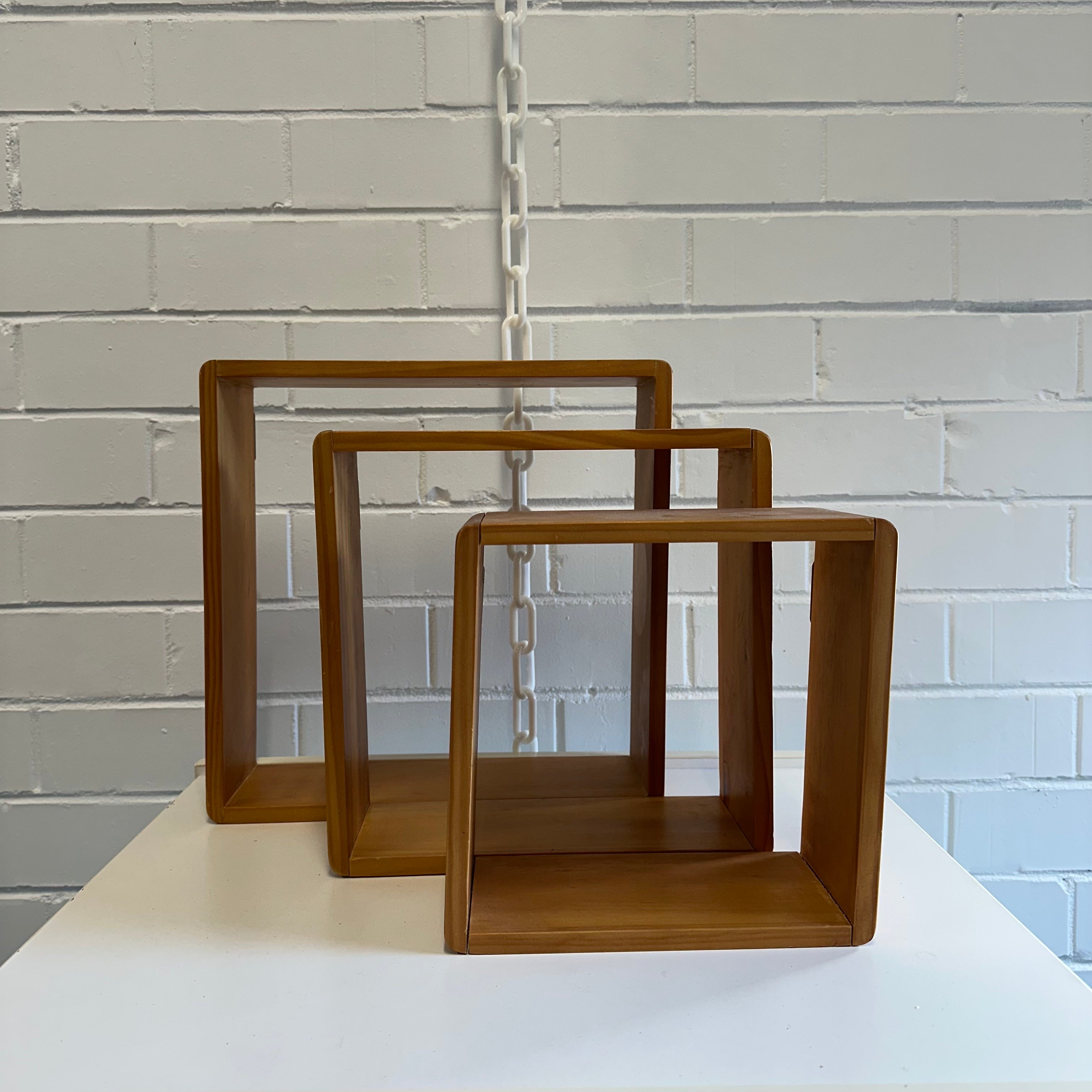 FLOATING WOODEN CUBE Square shadow hanging shelves {Set of 3}