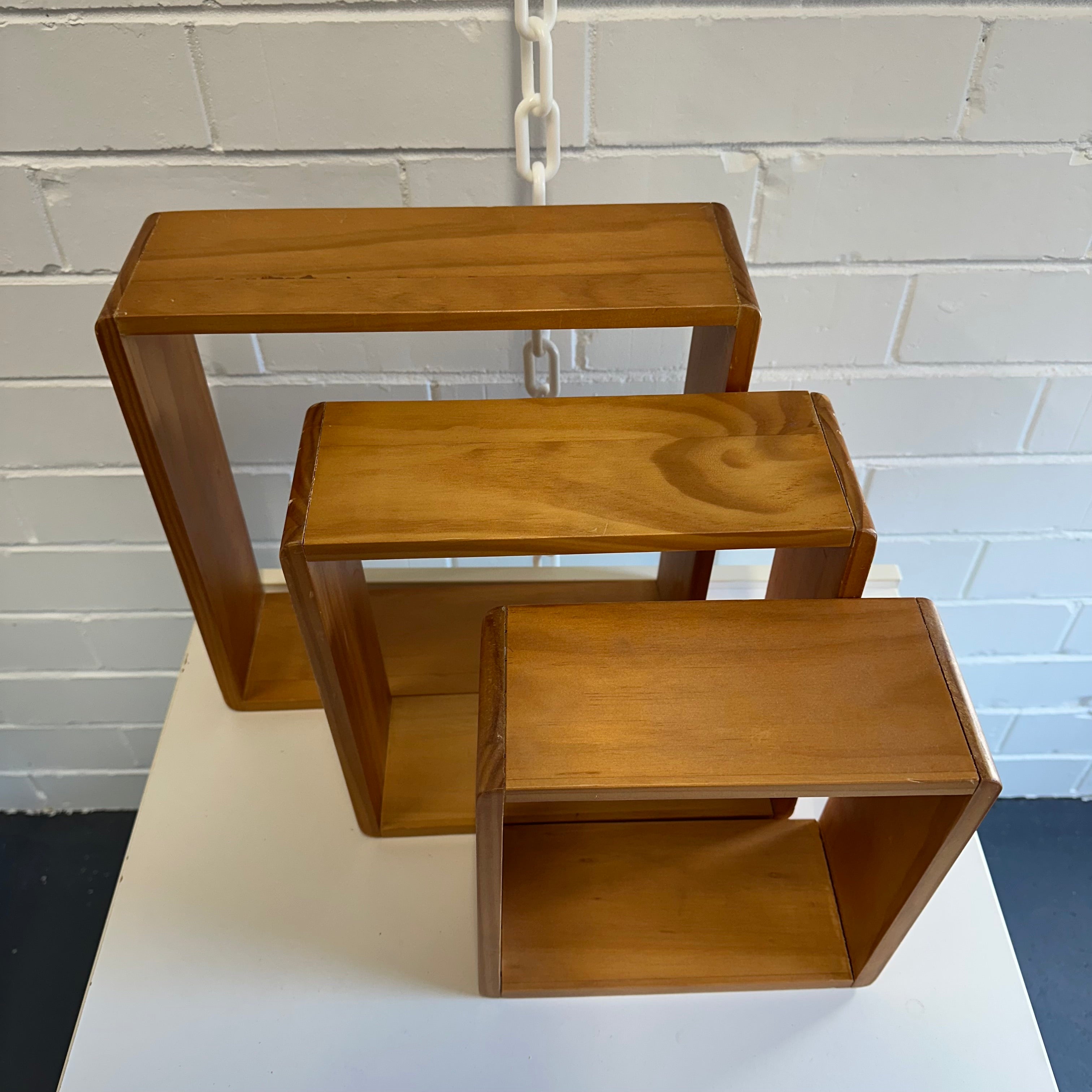 FLOATING WOODEN CUBE Square shadow hanging shelves {Set of 3}