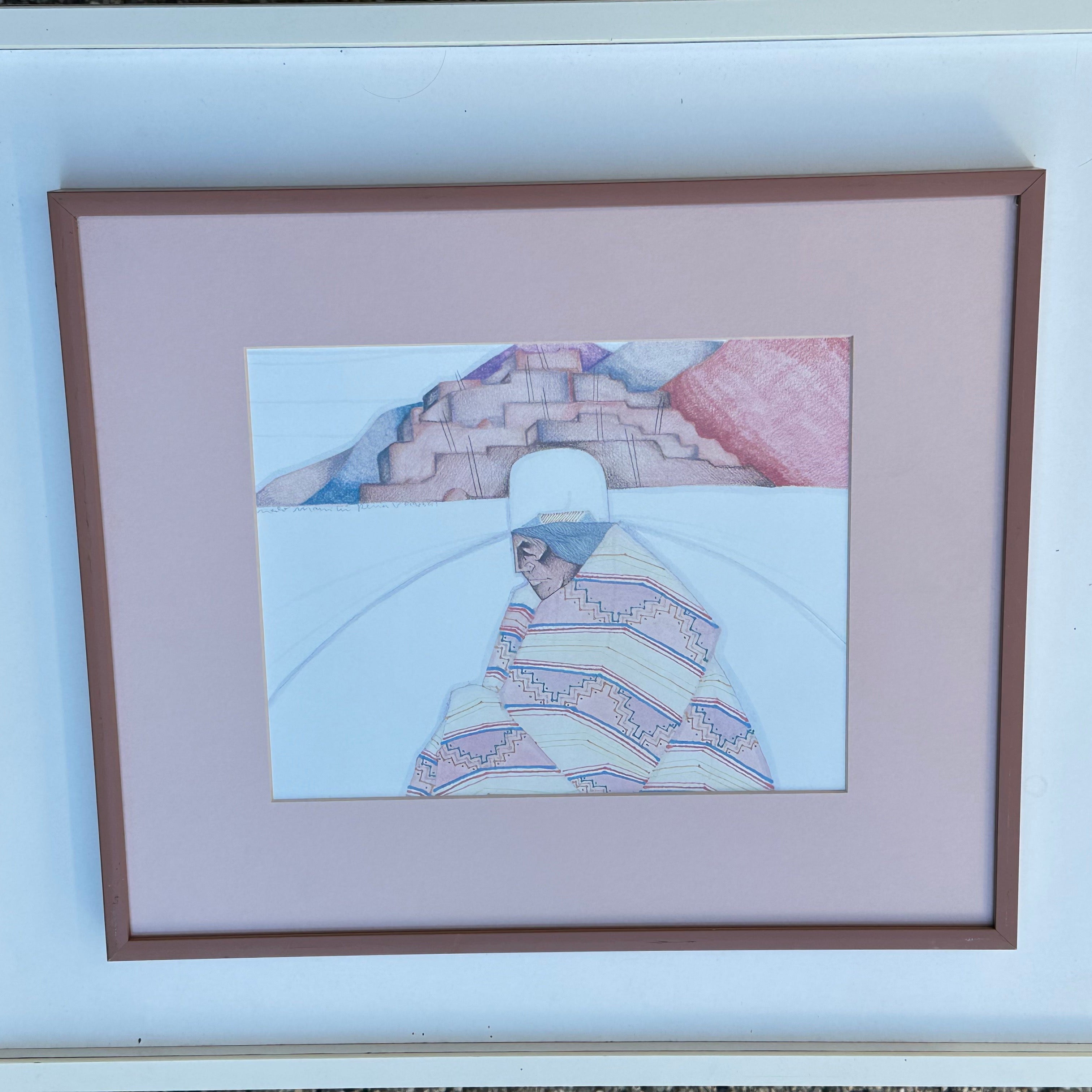 AMADO MAURILLO PENA Signed Print Artwork, Wood Framed and Matted 33cmx 39.5cm