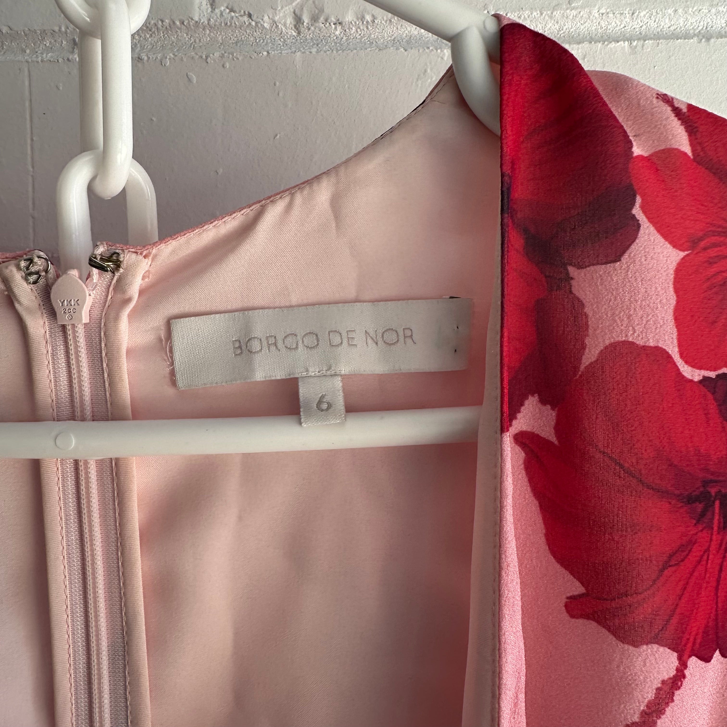 BORGO DE NOR Freya Hibiscus Silk gtte Maxi Dress Size 6