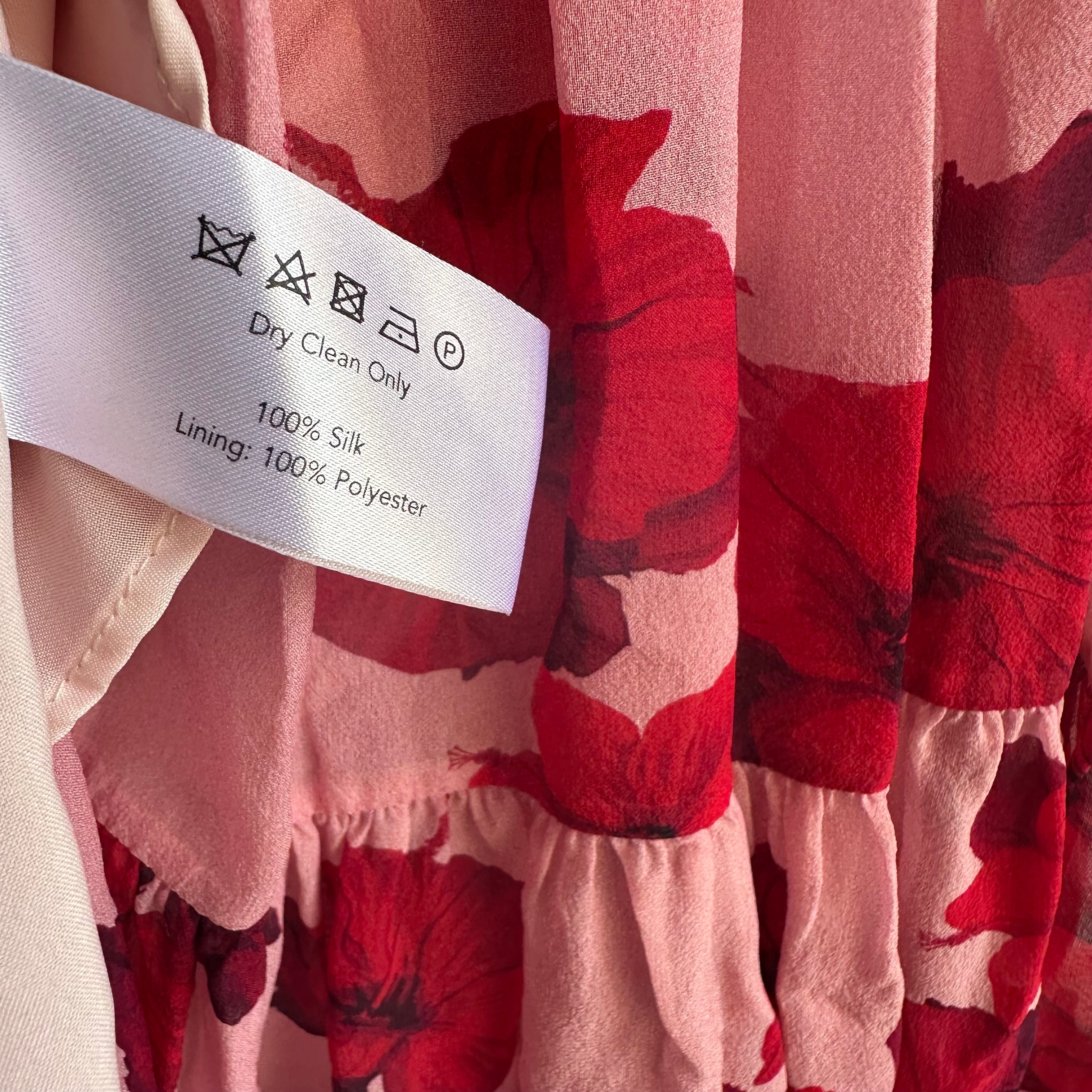 BORGO DE NOR Freya Hibiscus Silk gtte Maxi Dress Size 6