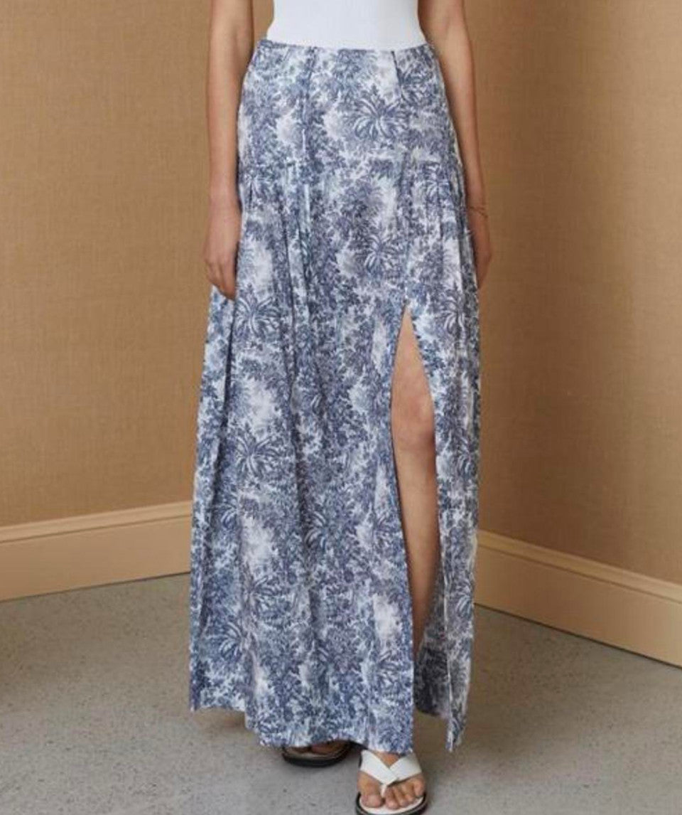 BEC & BRIDGE Arianne Midi Skirt AU12 US8 Toile De jouy porcelain blue ivory