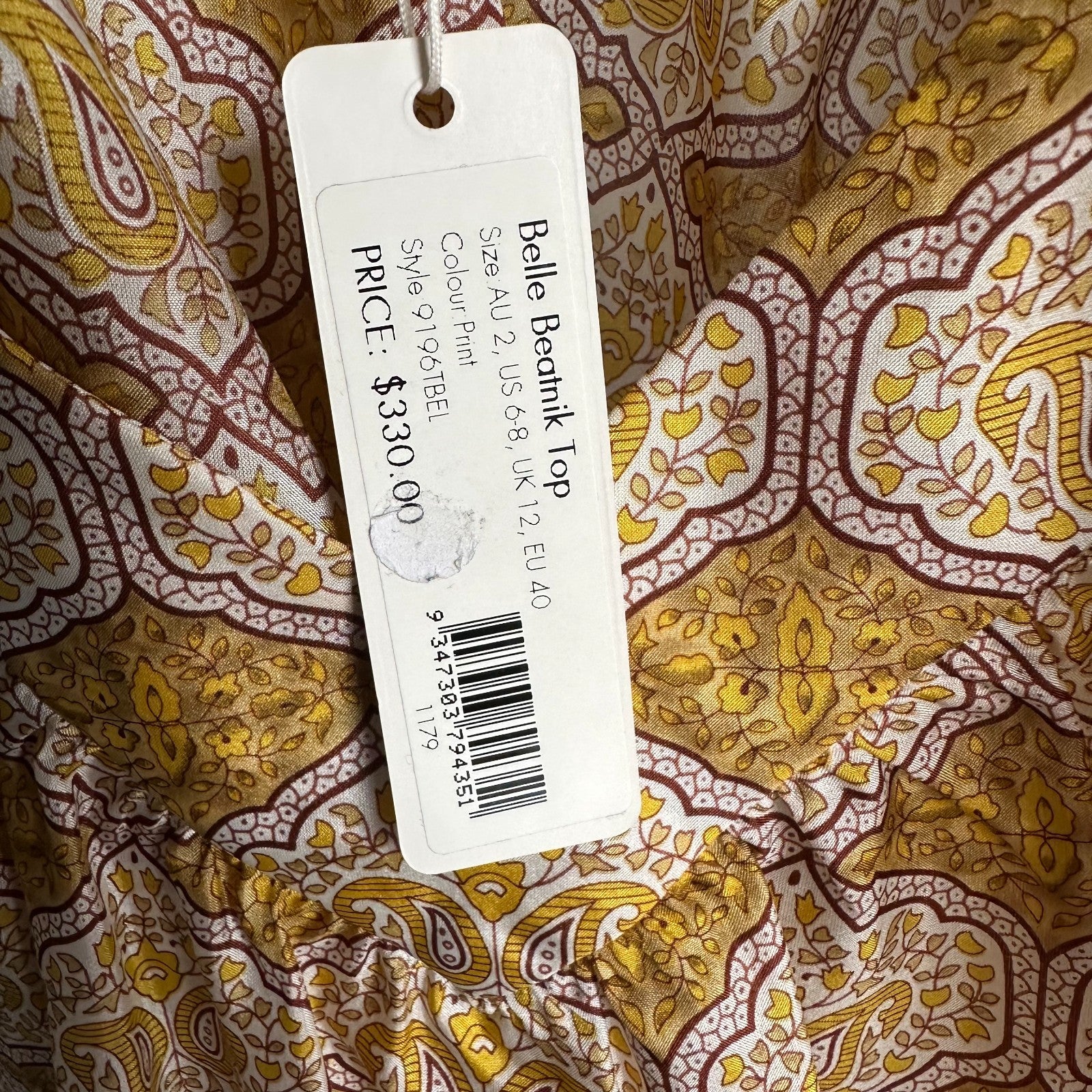 ZIMMERMANN Belle Beatnik Silk Top Size2 AU12 Anthropolygie Floral motif BNWT