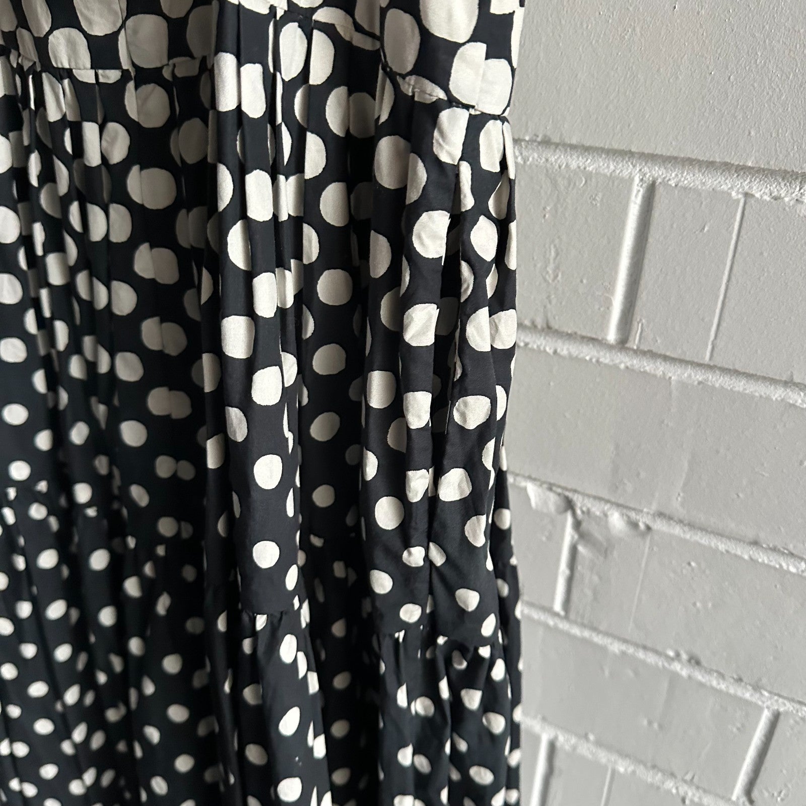 CARA CARA NYC Margarita Midi Dress AU14 US10 Monochromatic Cotton Polka dot