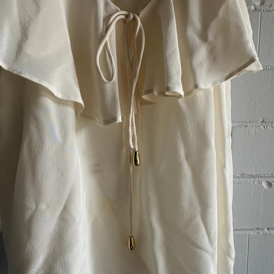 ZIMMERMANN Flounce Neck Cami AU 0, UK8 Pearl Ivory Silk BNWT