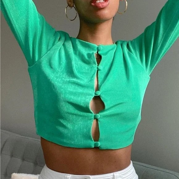 WITH JEAN 'Carie' Juicy Green Cardigan Size XS AU6-8 Long Sleeve Bestseller