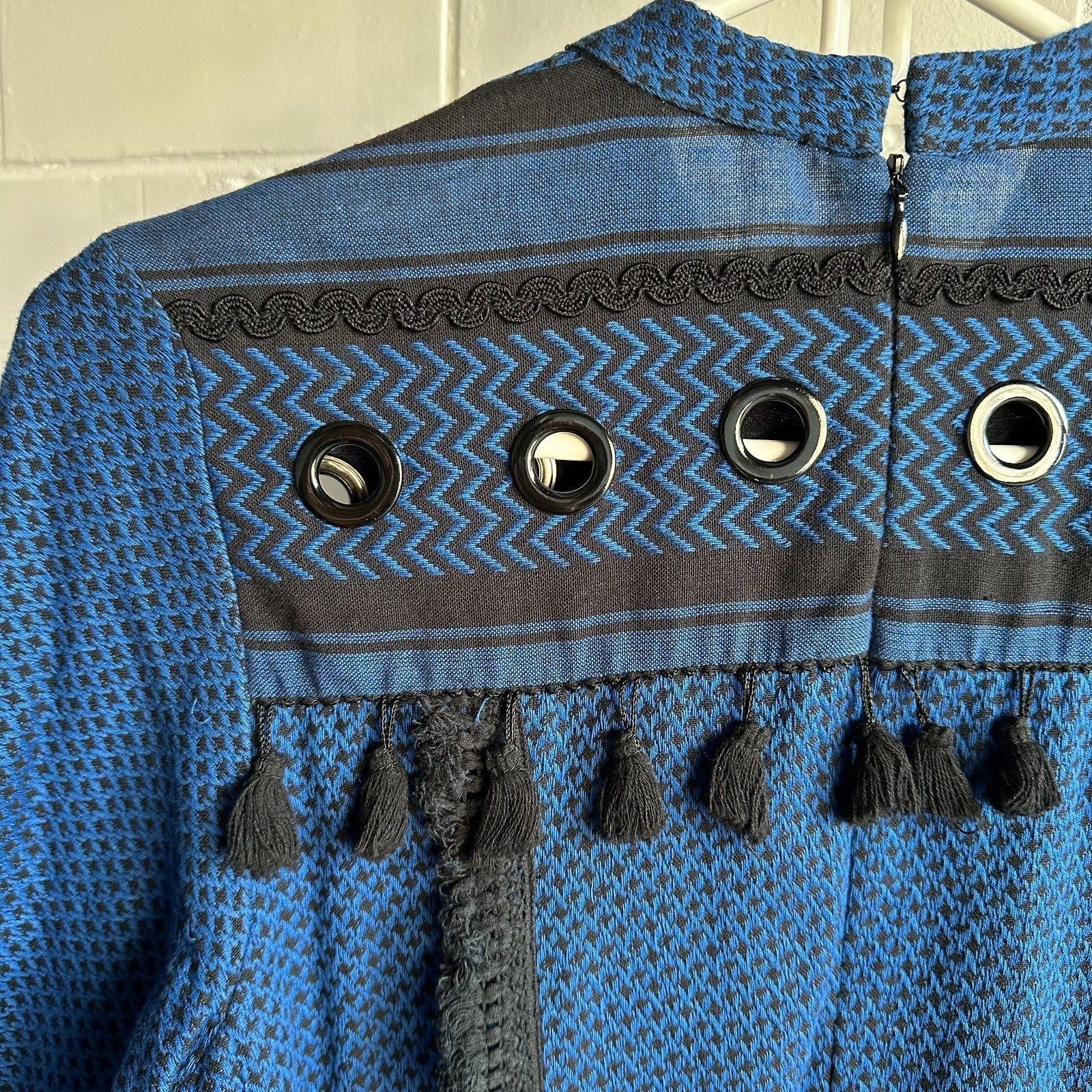 DODO BAR OR TASSEL DRESS Size M AU10 US6 Long sleeve Eyelet and tassel Resort