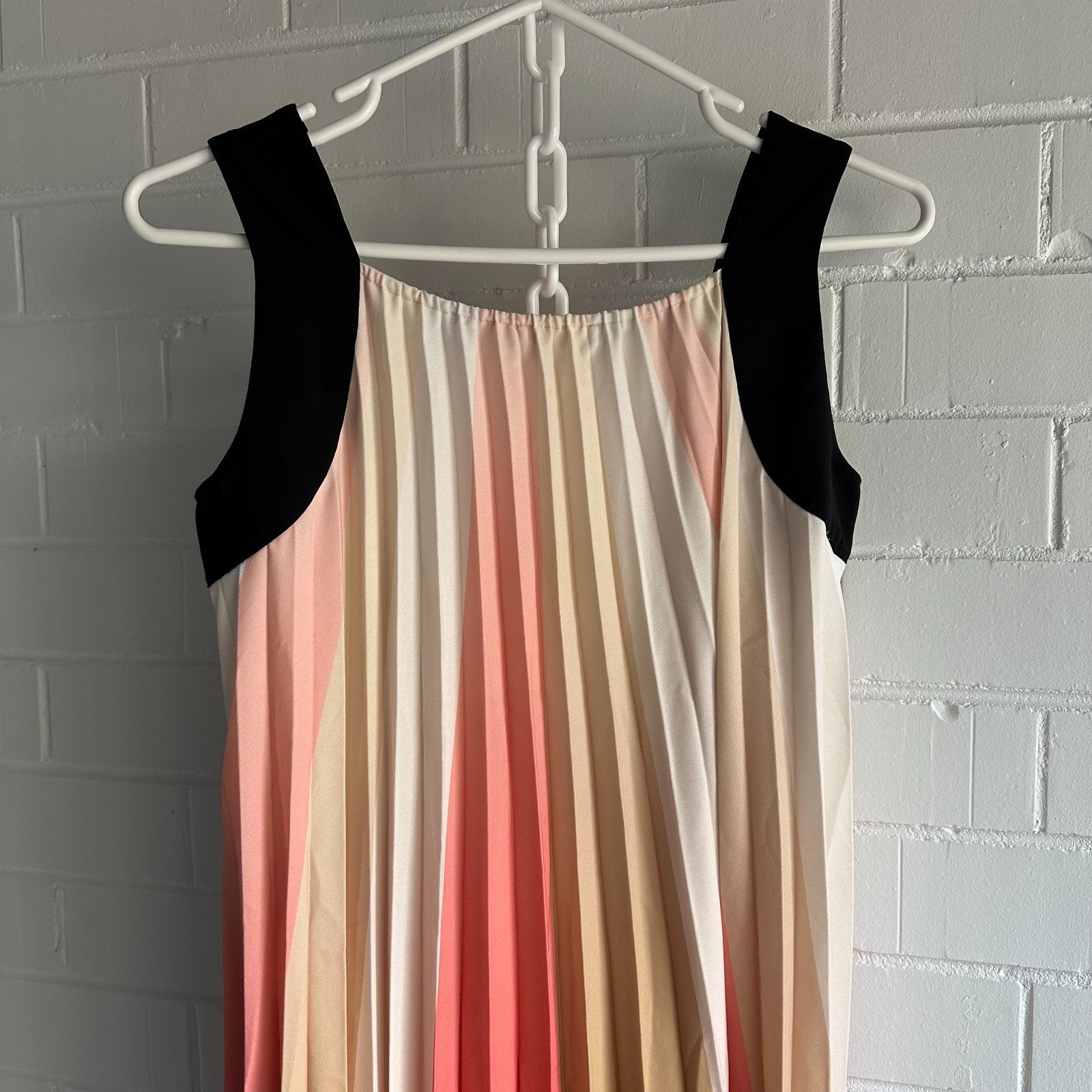 MAJE Runina Ombré Pleated Maxi Dress Size 1 AU8 Multicolour stripe