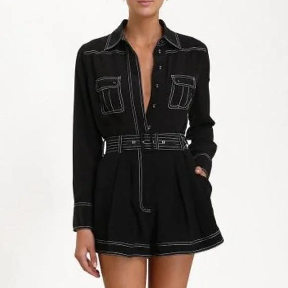 ZIMMERMANN Utility Silk Set Size 3 AU12-14  Black with White stitching detail