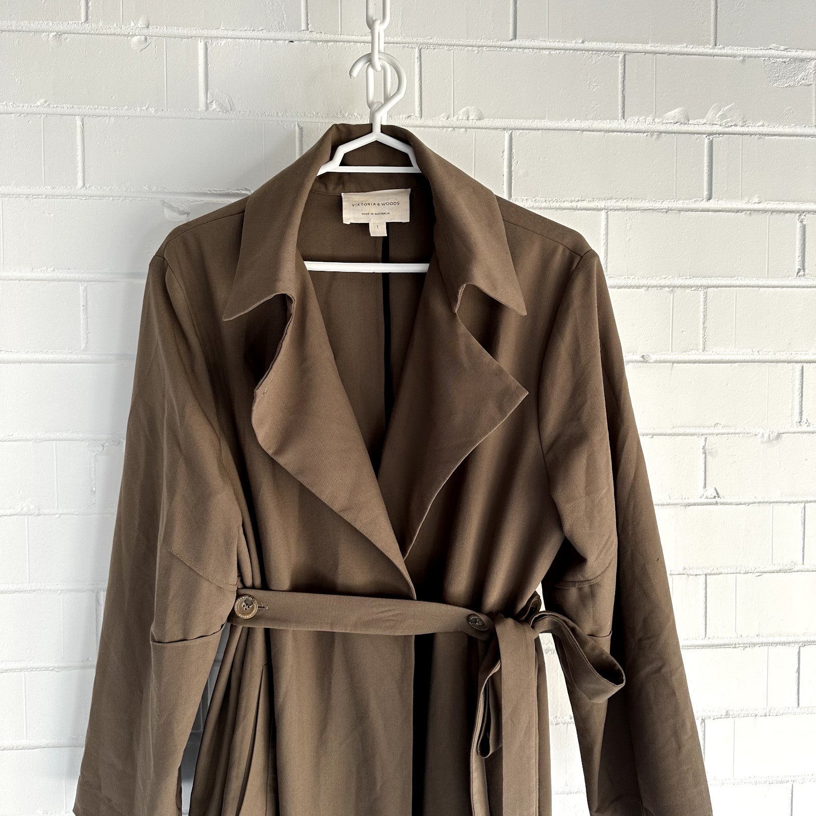 VIKTORIA & WOODS College tie-waist woven trench coat Size 1AU8 US4 Nutmeg