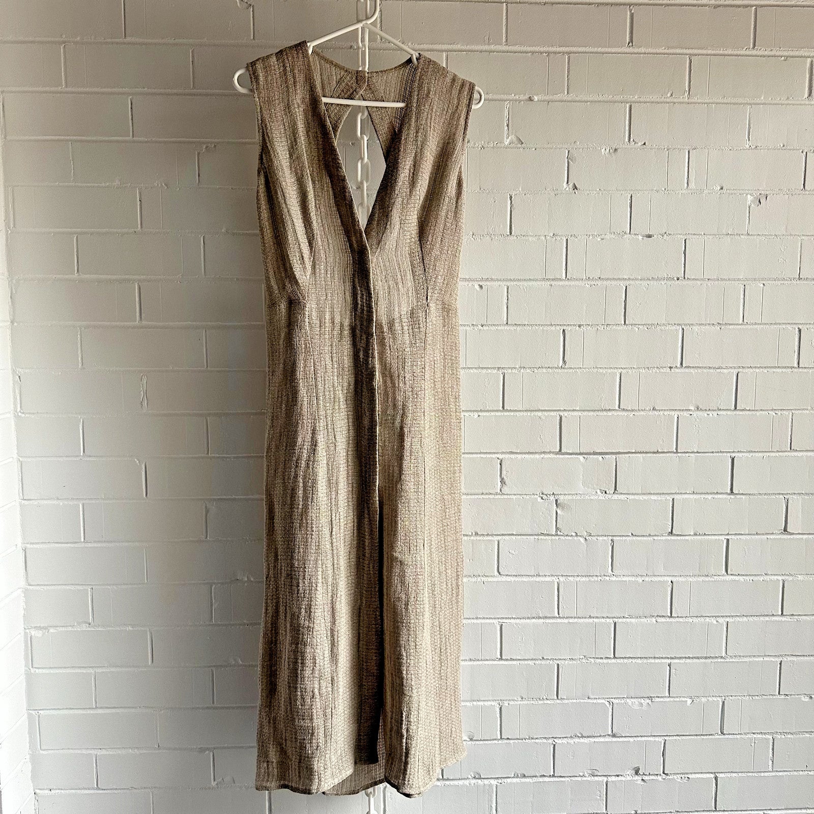 LE KASHA Matruh Open- Back Linen-Gauze midi Dress Size SmallAU8 US4 Organic Flax