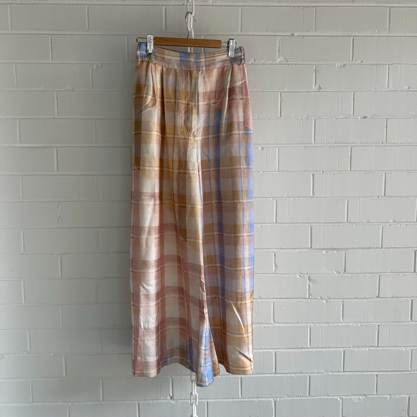 ZIMMERMANN Dancer  Shirt  + Wide leg Pant Size 3 AU14 US10 Colourful Check Silk