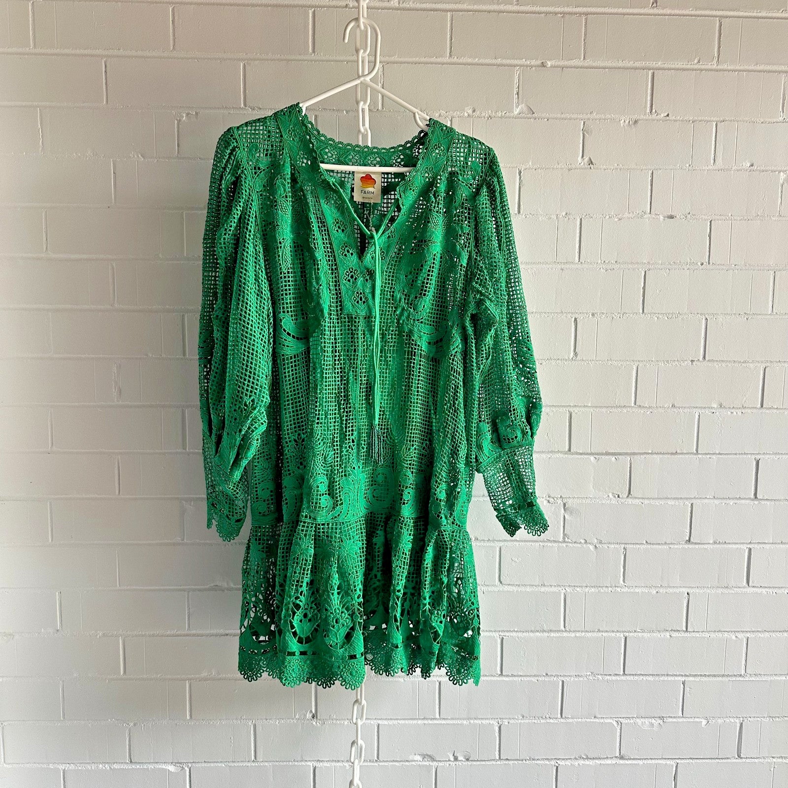 FARM RIO Tropical flight Mini Dress Size M AU10 US6 Bright Green BNWT