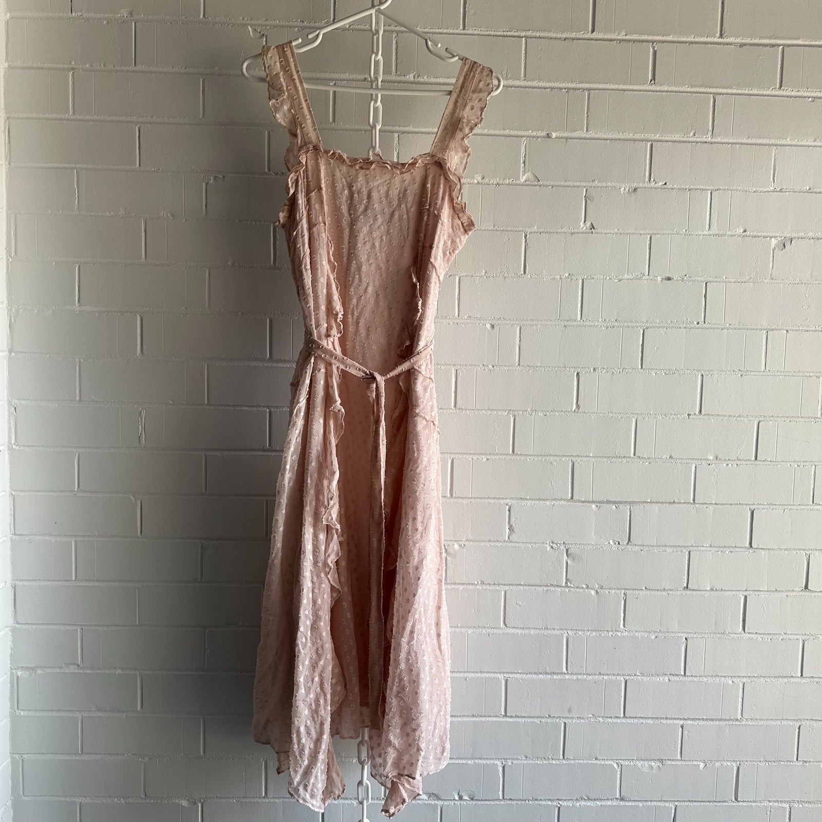 SABA Perfume Midi Dress AU10 Dusty pink Silk blend Frills