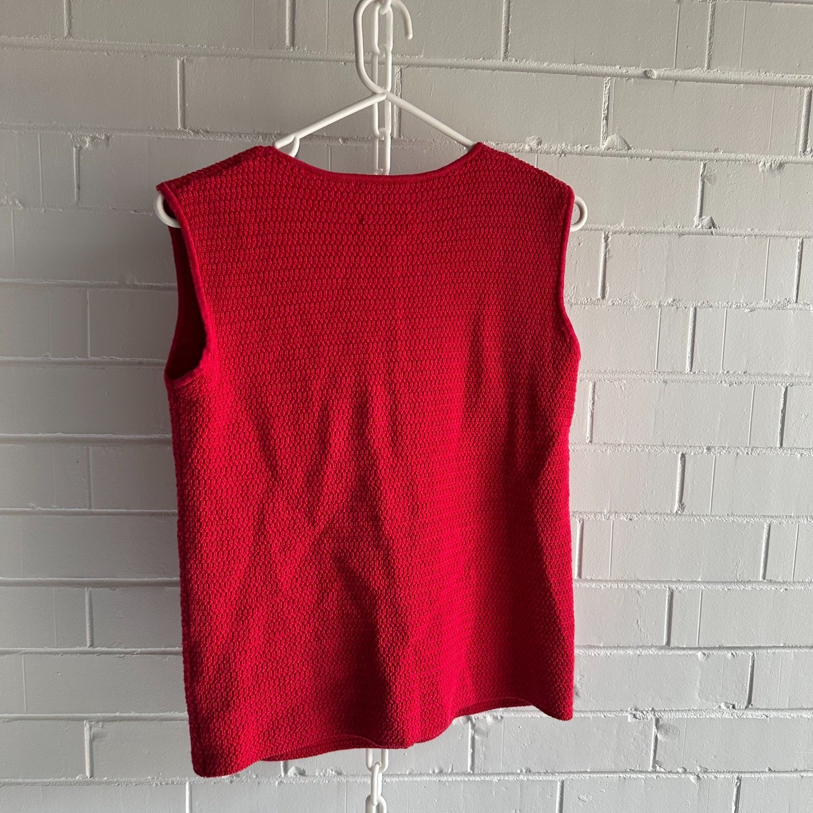 ONTE Helena Gilet & Mini Skirt knit SET Size S Red AU8 US4 Cotton Gold hardware