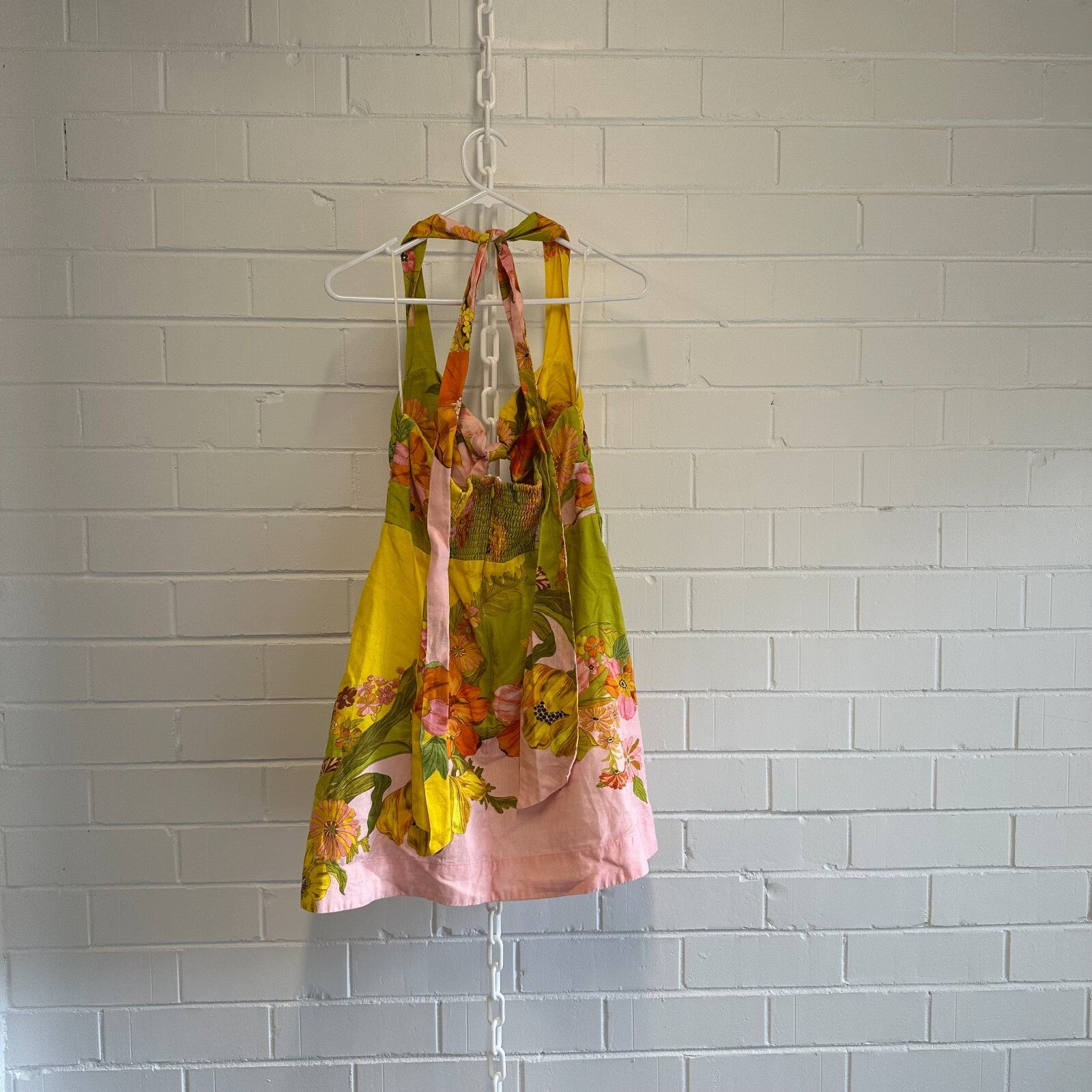 ALEMAIS Silas Halter Mini Dress Size AU12 US8 White Lotus Retro
