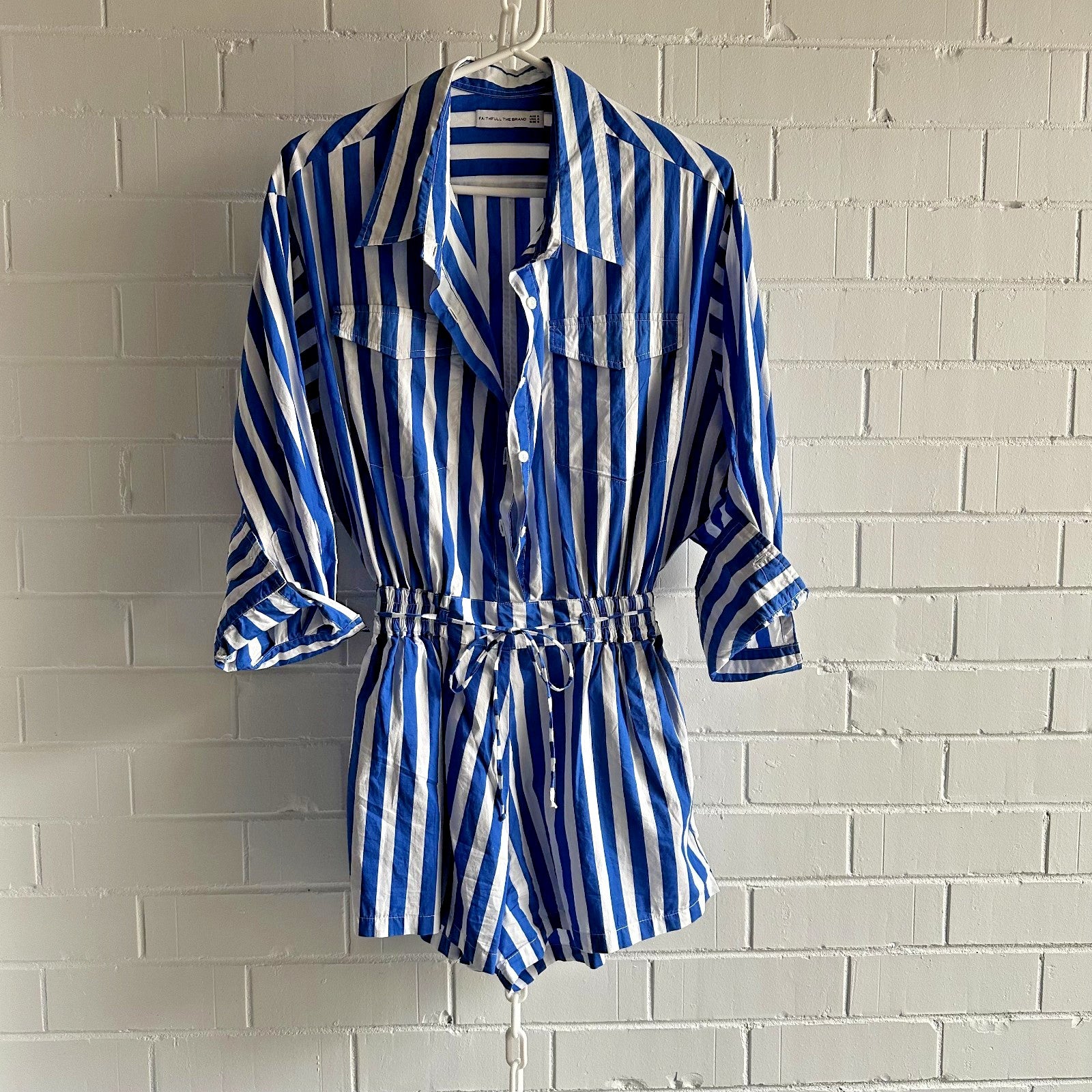 ANTHROPOLOGIE X FAITHFULL THE BRAND Isole Playsuit Size AU8 US4 Cotton Stripe